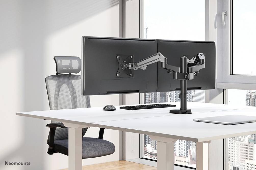 Rca Informatique - image du produit : NEWSTAR DESK POLE MOUNT (CLAMP/GROMMET) BLACK 17-27IN