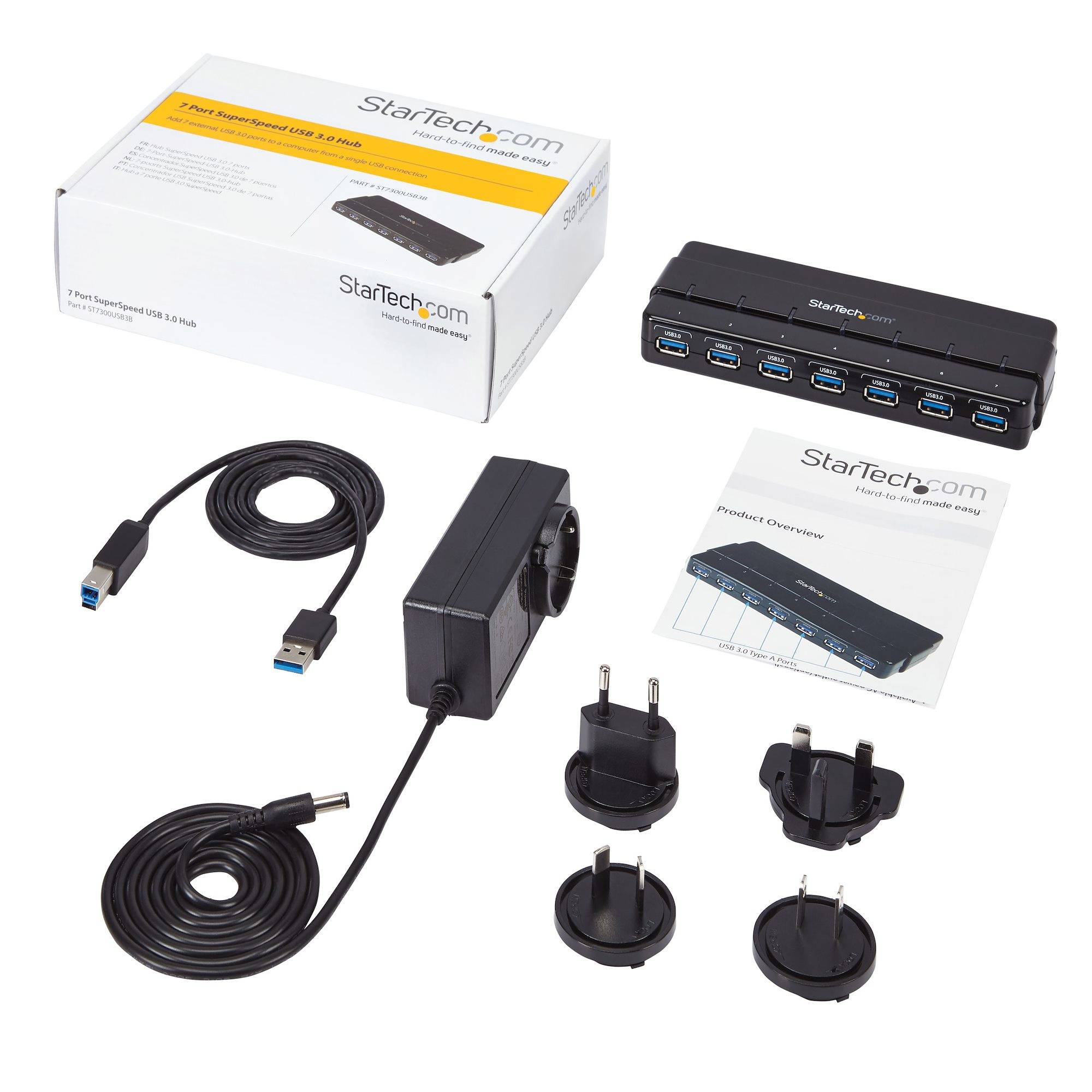 Rca Informatique - image du produit : 7PORT USB 3.0 HUB WITH POWER ADAPTER - SEVEN PORT USB 3.0 HUB