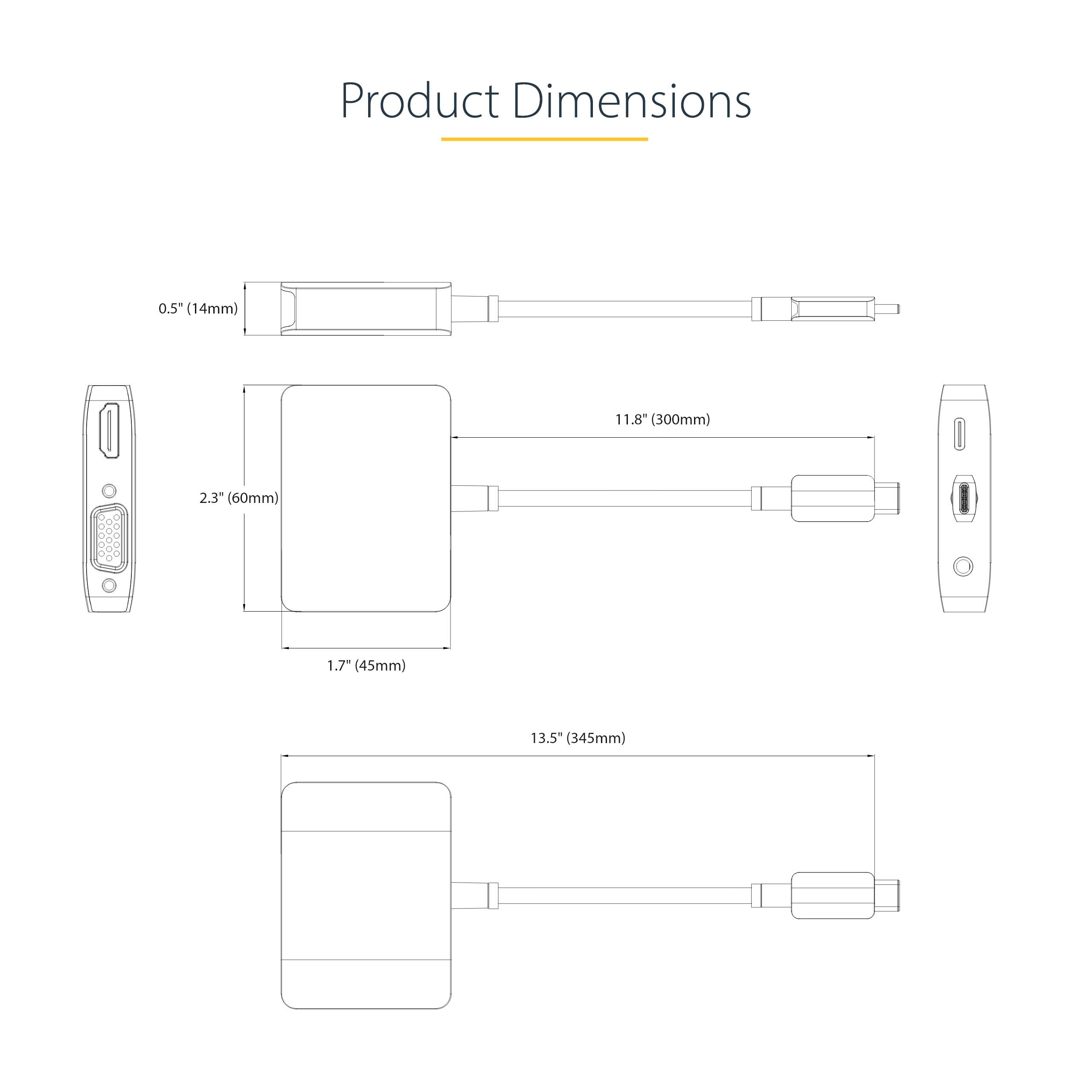 Rca Informatique - image du produit : USB C VIDEO ADAPTER HDMI/VGA - 4K 60HZ 3.5MM AUDIO 100W PD