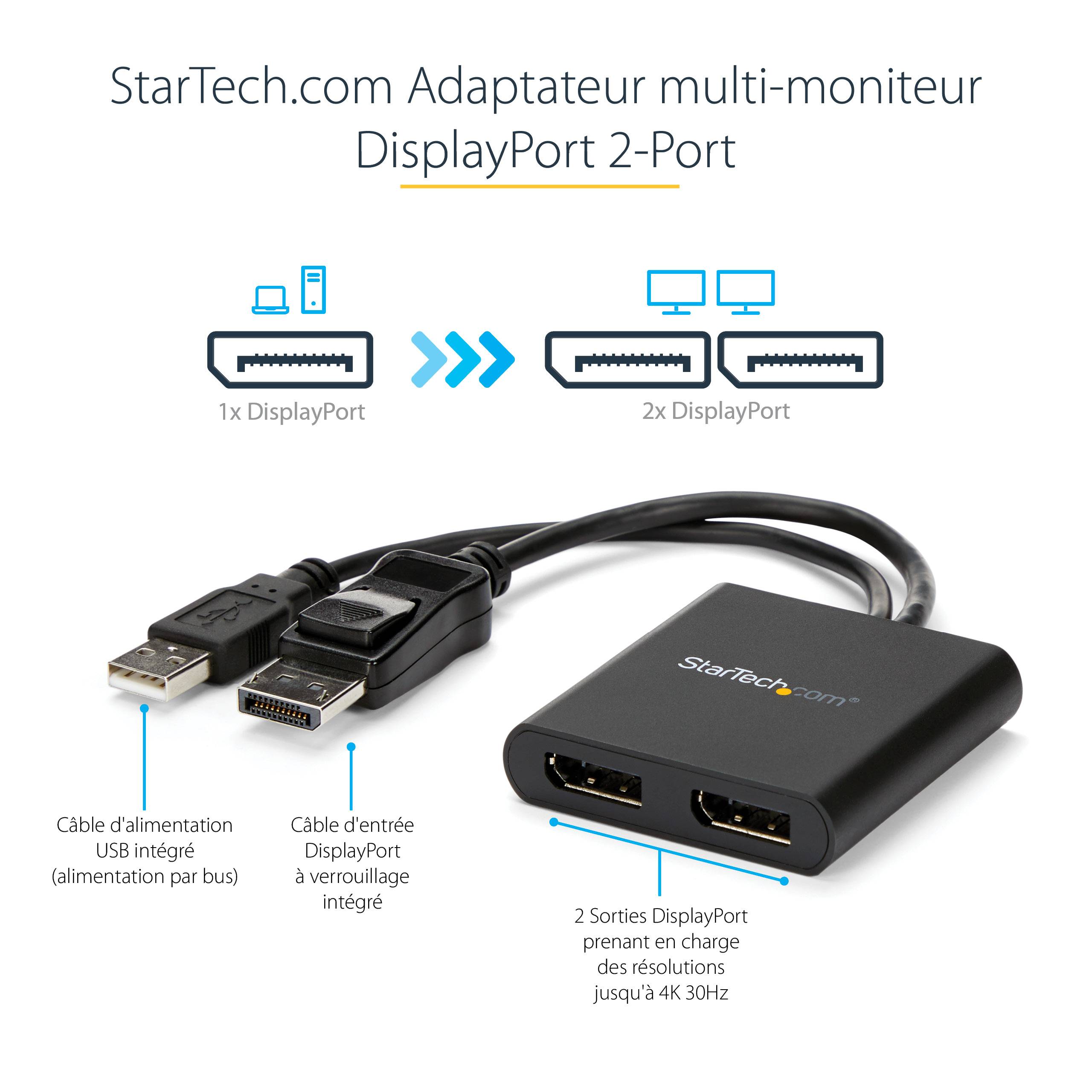 Rca Informatique - image du produit : HUB MST DISPLAYPORT 1.2 VERS 2X DISPLAYPORT