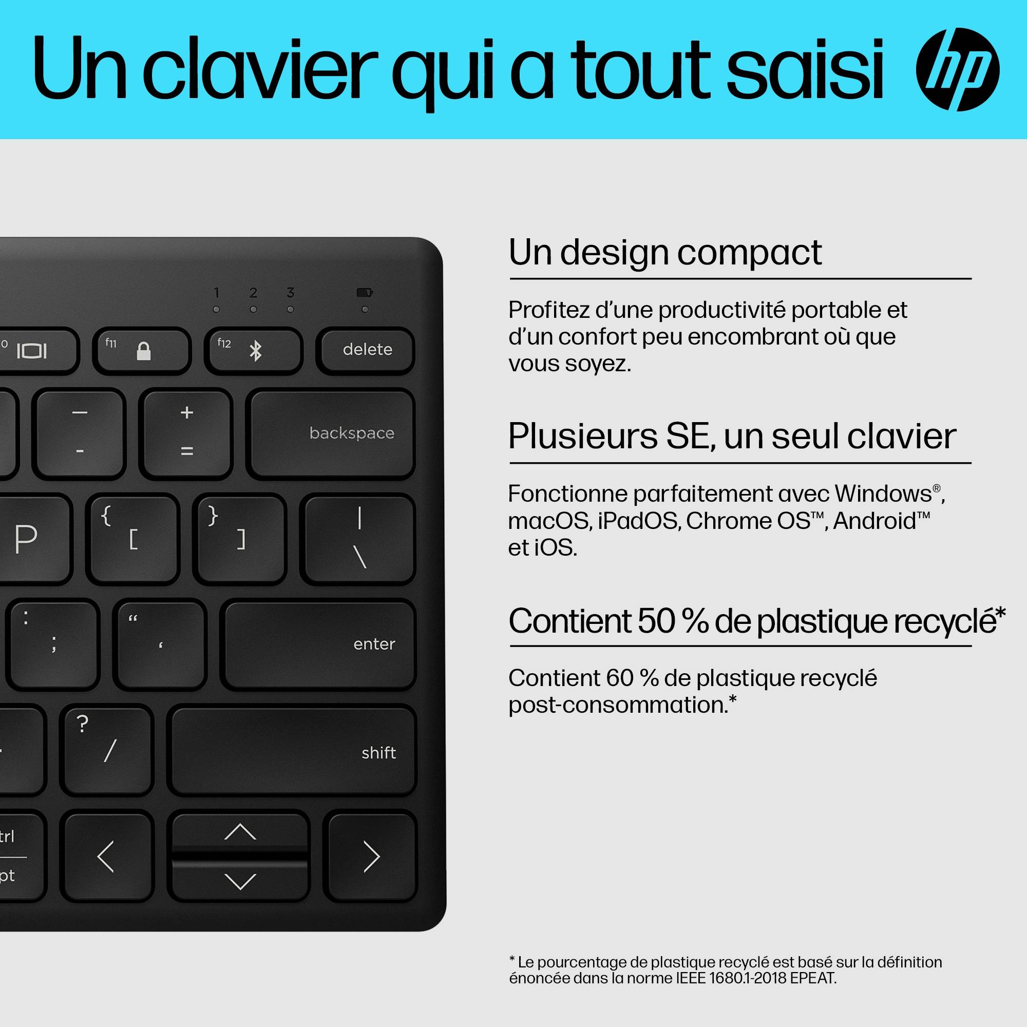 Rca Informatique - image du produit : 355 COMPACT MULTI-DEVICE BLUETOOTH KEYBOARD