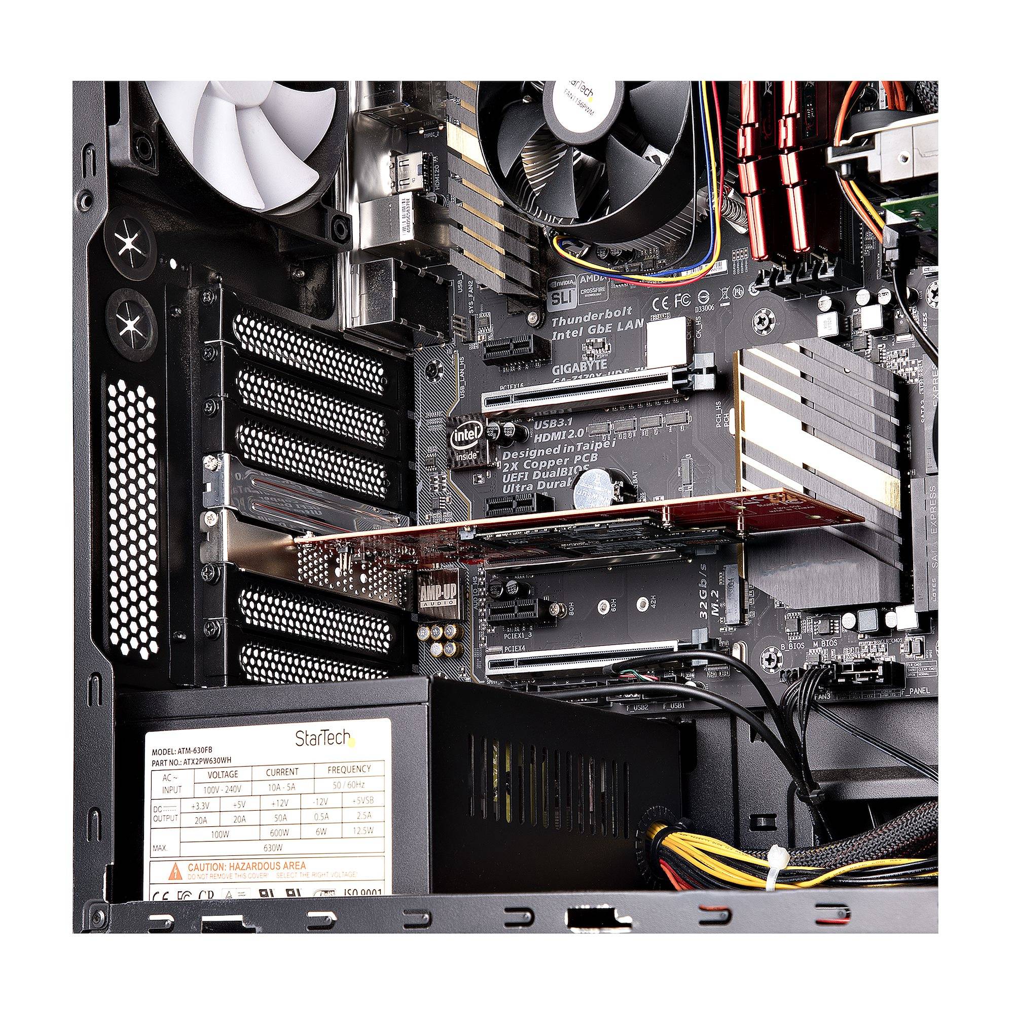 Rca Informatique - image du produit : PCIE M.2 ADAPTER - PCIE X8X16 TO DUAL NVME M.2 SSD