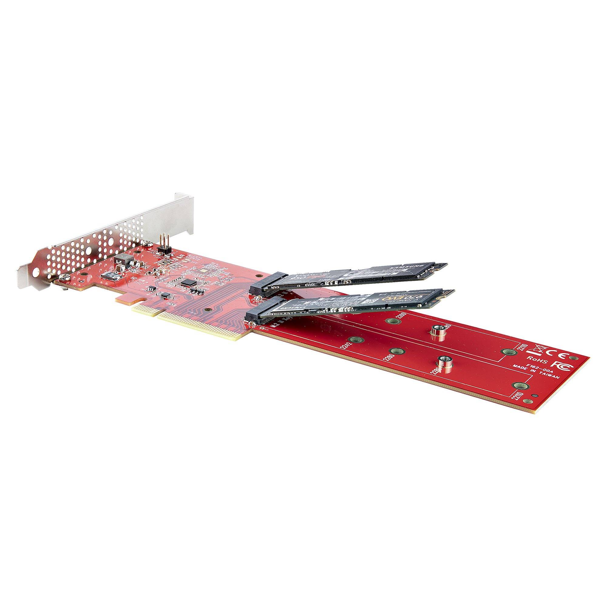 Rca Informatique - image du produit : PCIE M.2 ADAPTER - PCIE X8X16 TO DUAL NVME M.2 SSD