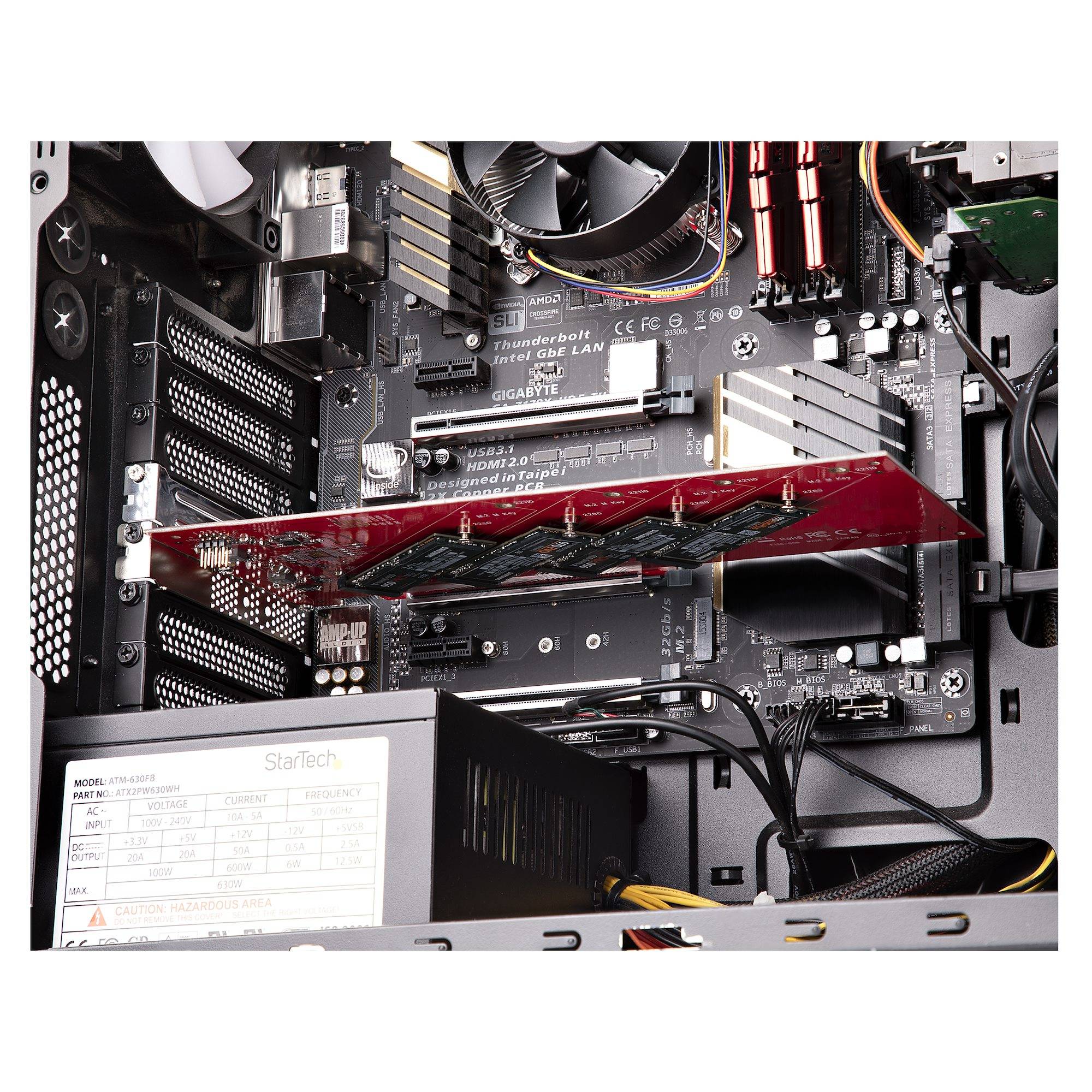 Rca Informatique - image du produit : QUAD M.2 PCIE SSD ADAPTER CARD WITH BIFURCATION PCIE 4.0