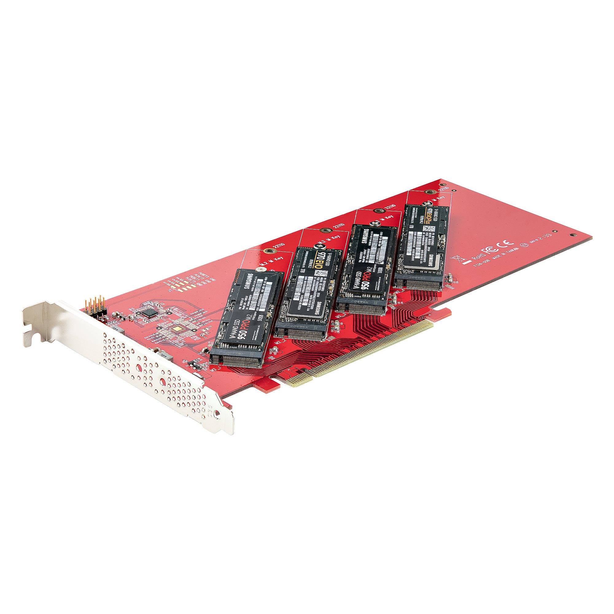 Rca Informatique - image du produit : QUAD M.2 PCIE SSD ADAPTER CARD WITH BIFURCATION PCIE 4.0