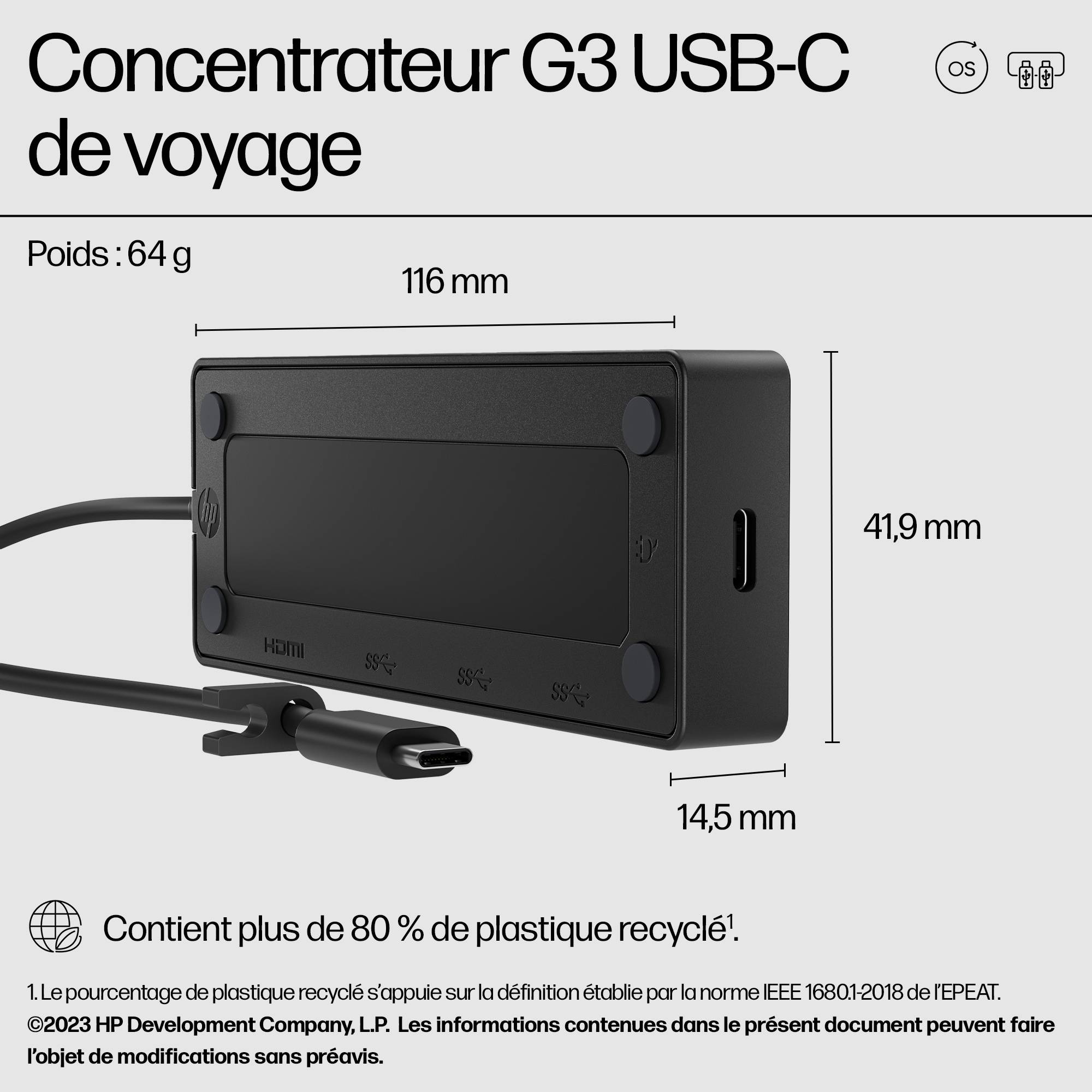 Rca Informatique - image du produit : USB-C TRAVEL HUB G3