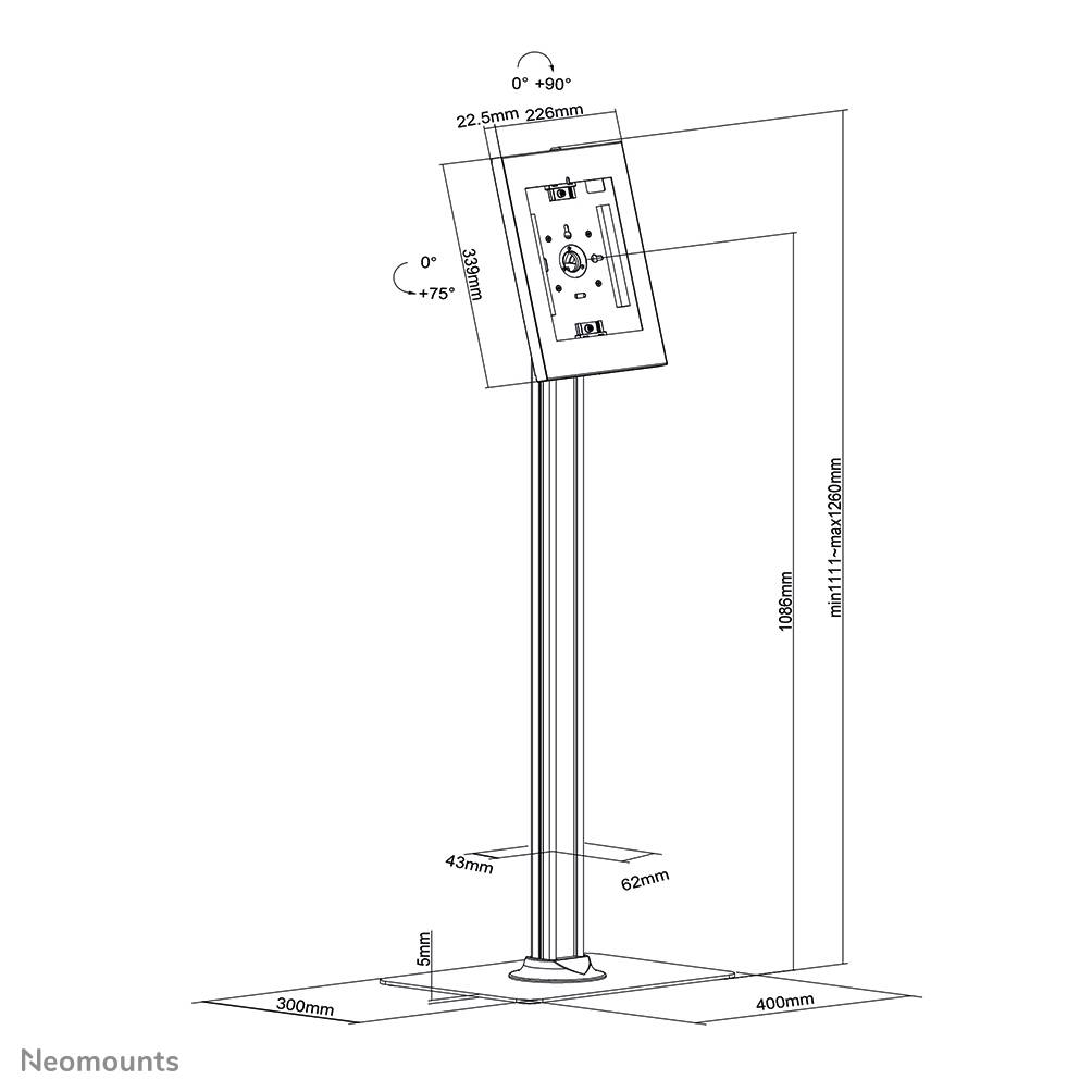 Rca Informatique - image du produit : FLOOR STAND LOCK TABLET CASING IPAD/PRO/AIR/GALAXY TAB