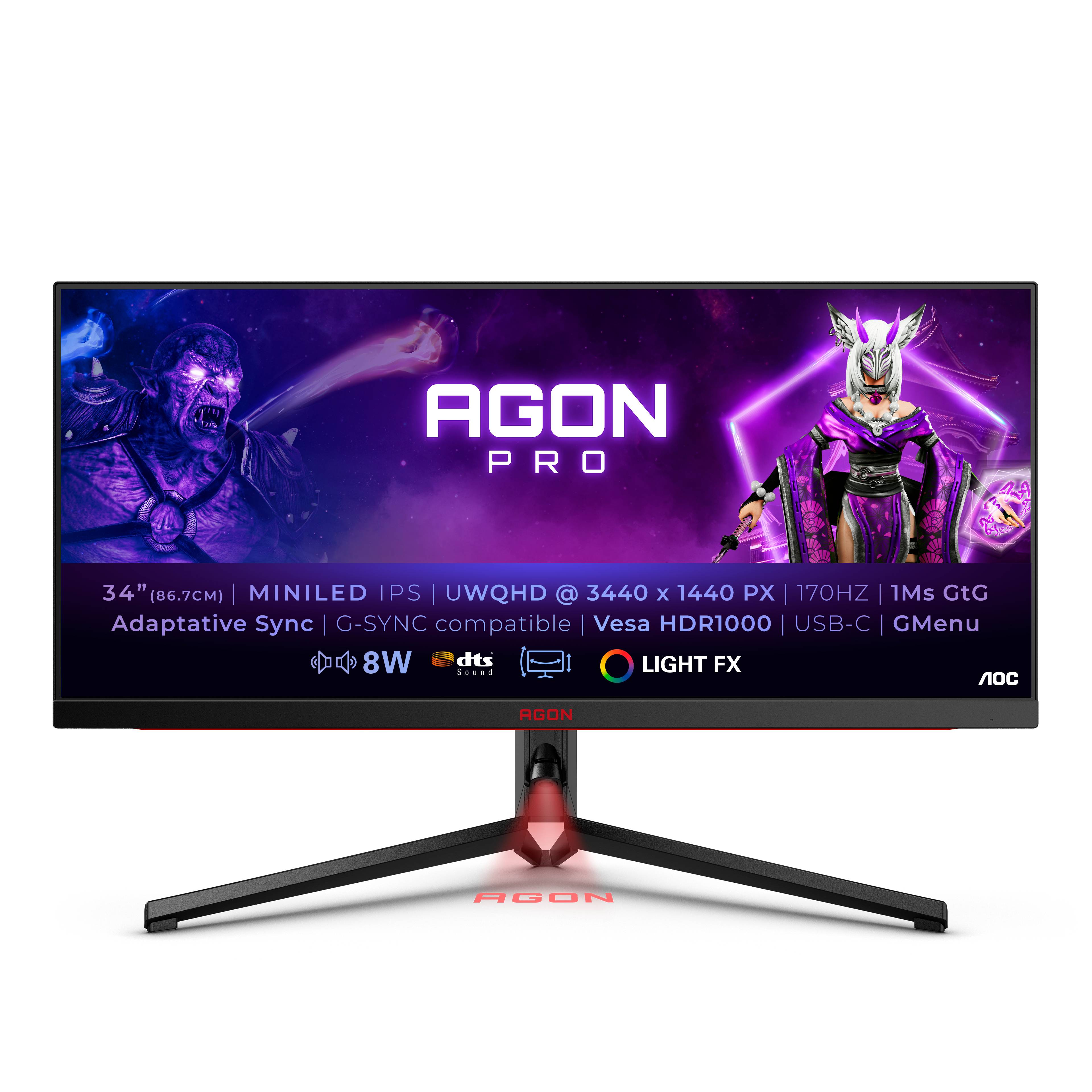 Rca Informatique - Image du produit : 34IN MINILED 2560X1440 21:9 1MS AG344UXM 1000:1 HDMI/DP/USB