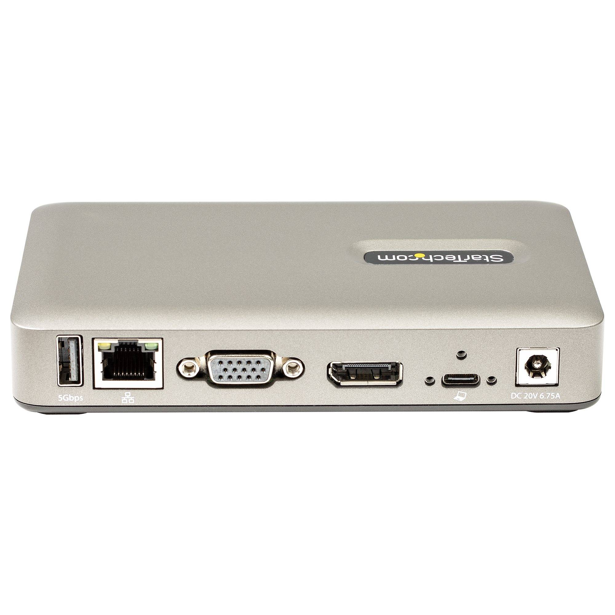 Rca Informatique - image du produit : USB C DOCK DISPLAYPORT 4K 30HZ OR VGA/65W PD/4-PORT USB HUB/GBE