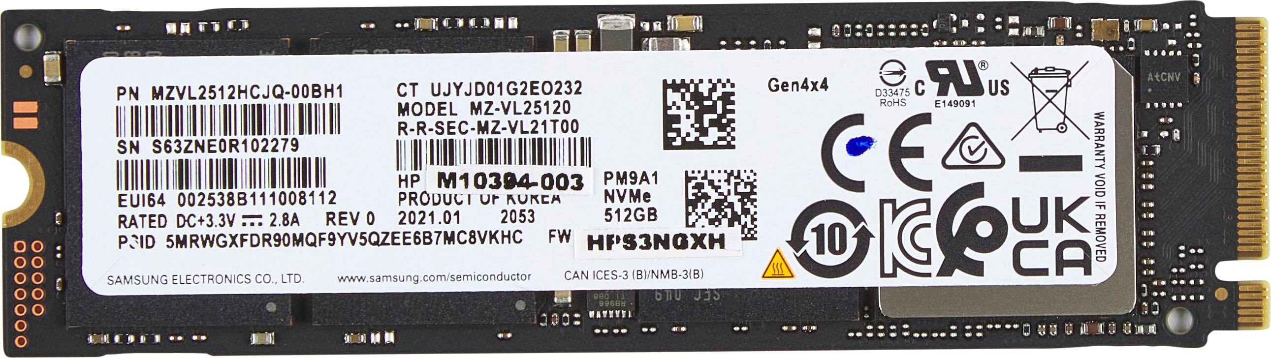 Rca Informatique - Image du produit : 512GB PCIE-4X4 NVME M.2 SSD