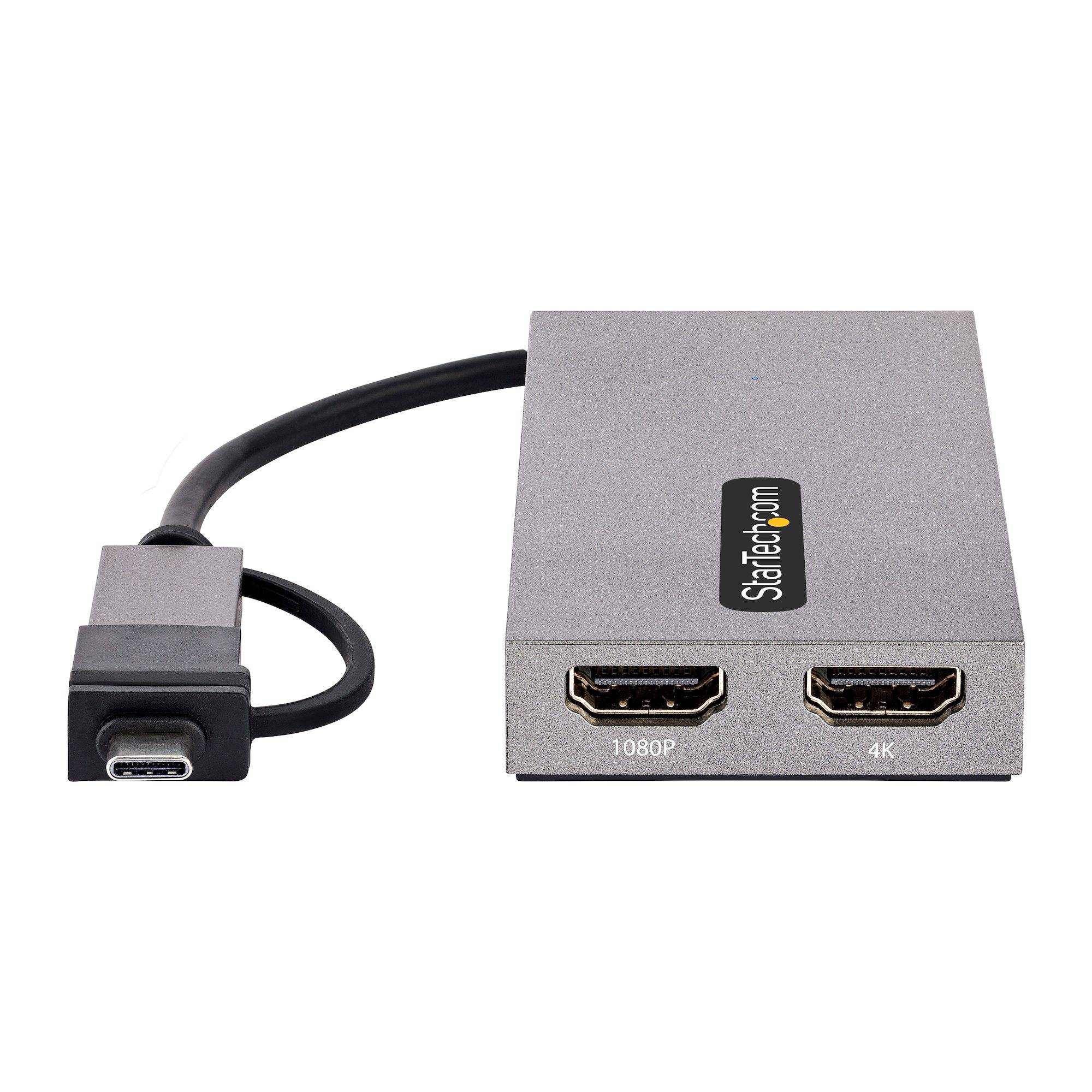 Rca Informatique - image du produit : USB TO DUAL HDMI ADAPTER - USB-A OR C 1X 4K 30HZ 1X 1080P