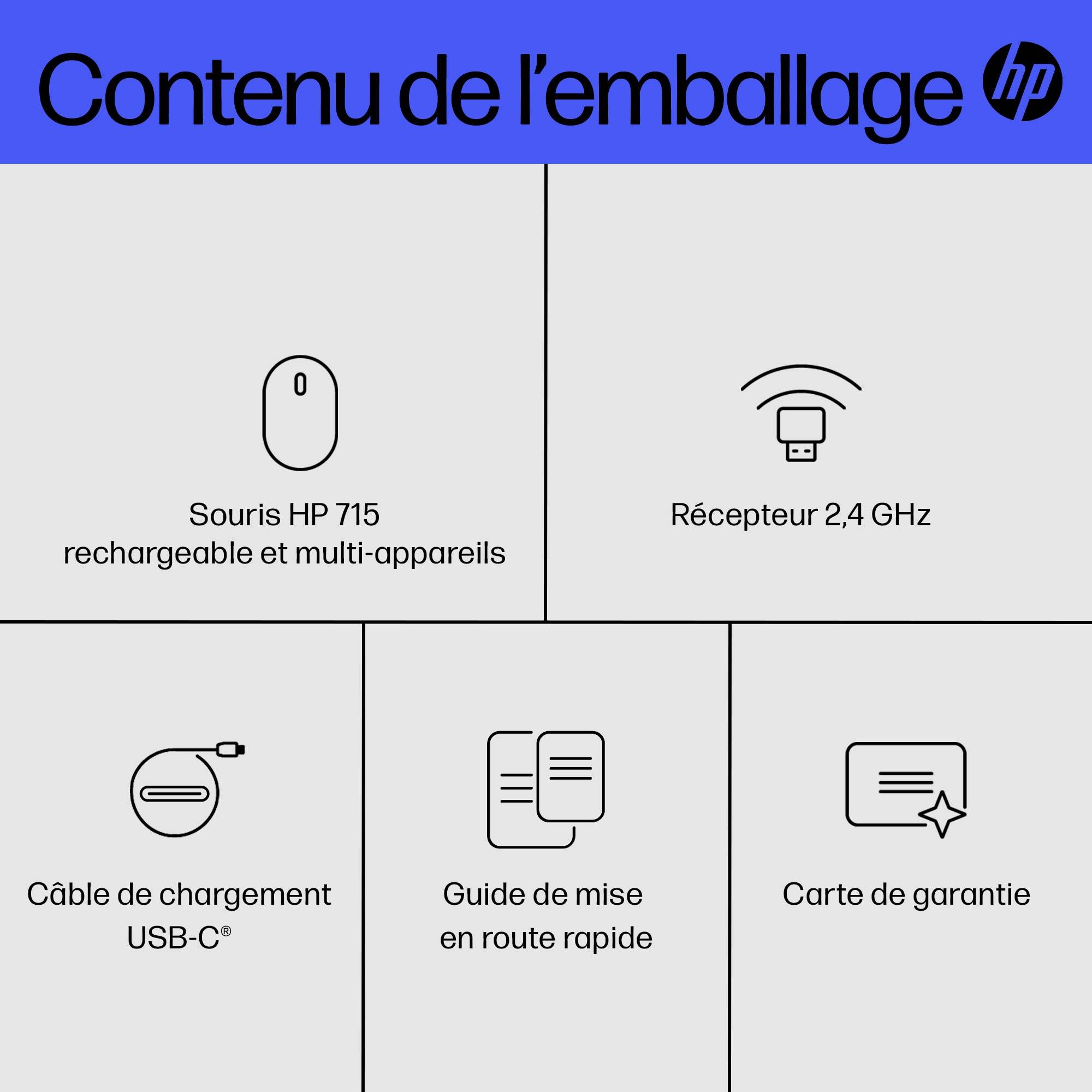 Rca Informatique - image du produit : HP 715 RECHARGEABLE SILENT BLUETOOTH MOUSE