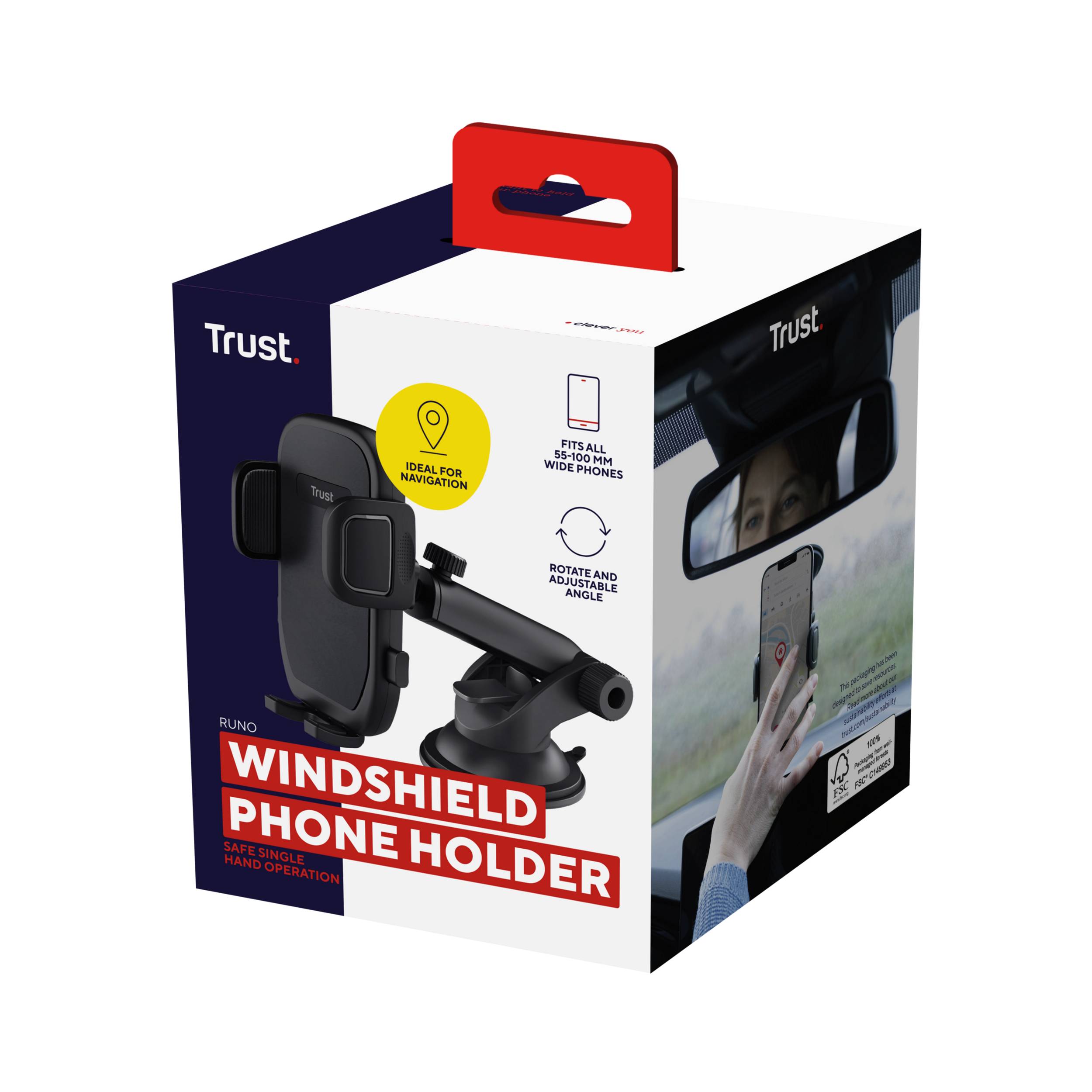 Rca Informatique - image du produit : RUNO PHONE WINDSHIELD CAR HOLDER