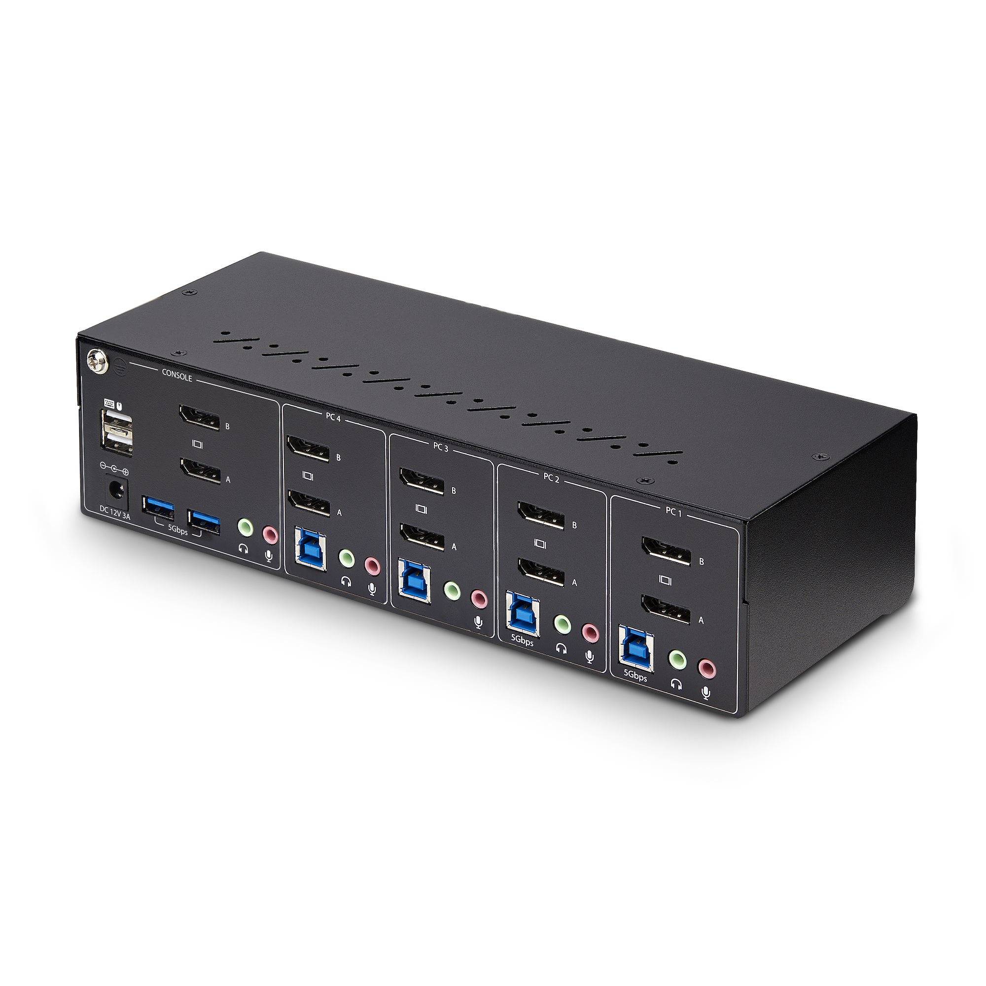 Rca Informatique - image du produit : SWITCH KVM 4 PORTS DISPLAYPORT POUR 2 MONITEURS KVM 4K 60HZ