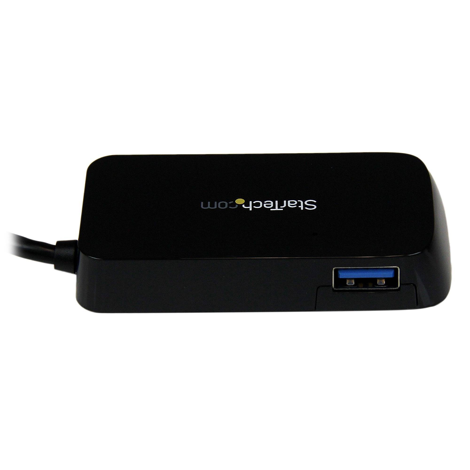 Rca Informatique - image du produit : BLACK 4PORT EXTERNAL USB 3 MINI HUB WITH BUILT-IN CABLE