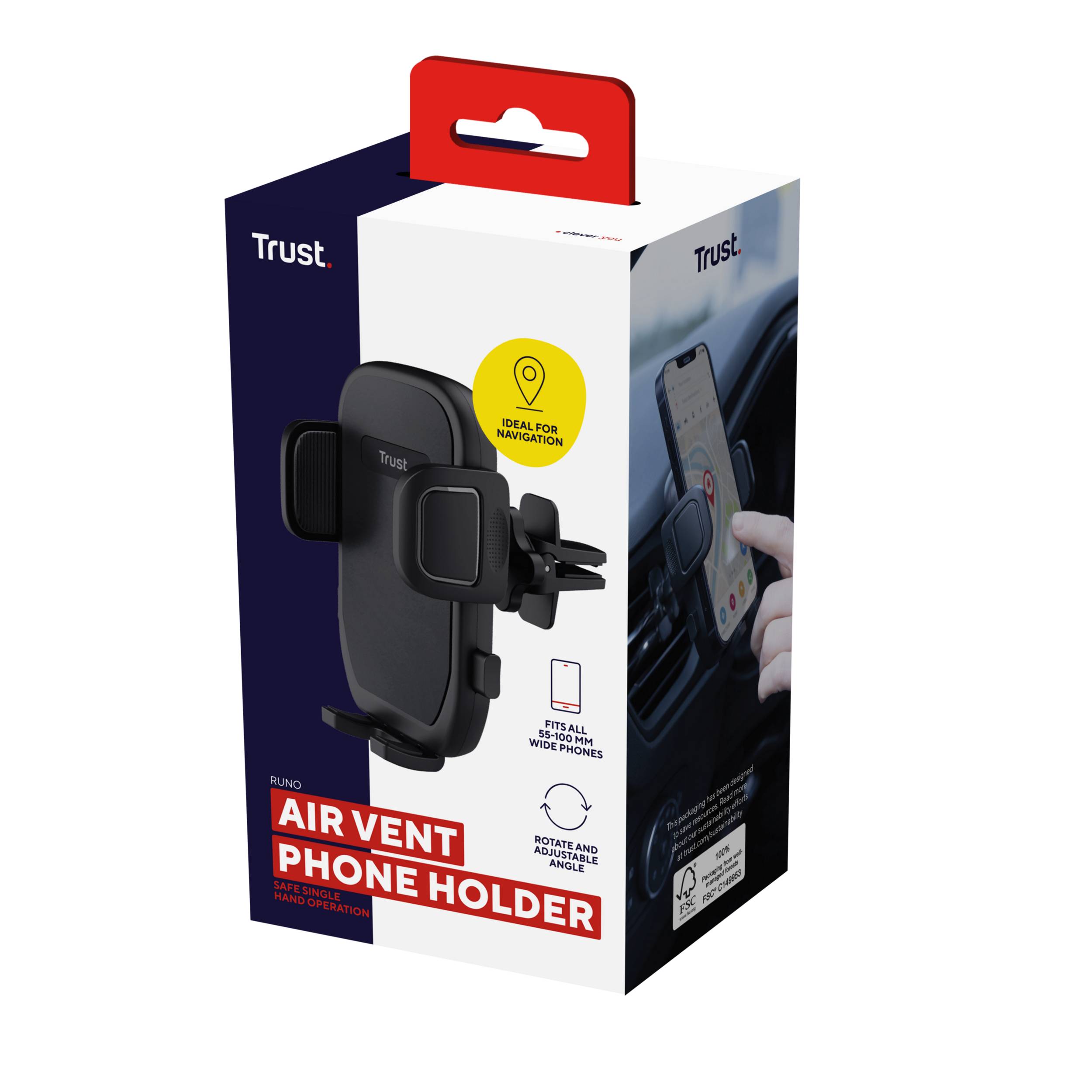 Rca Informatique - image du produit : RUNO PHONE AIR VENT CAR HOLDER