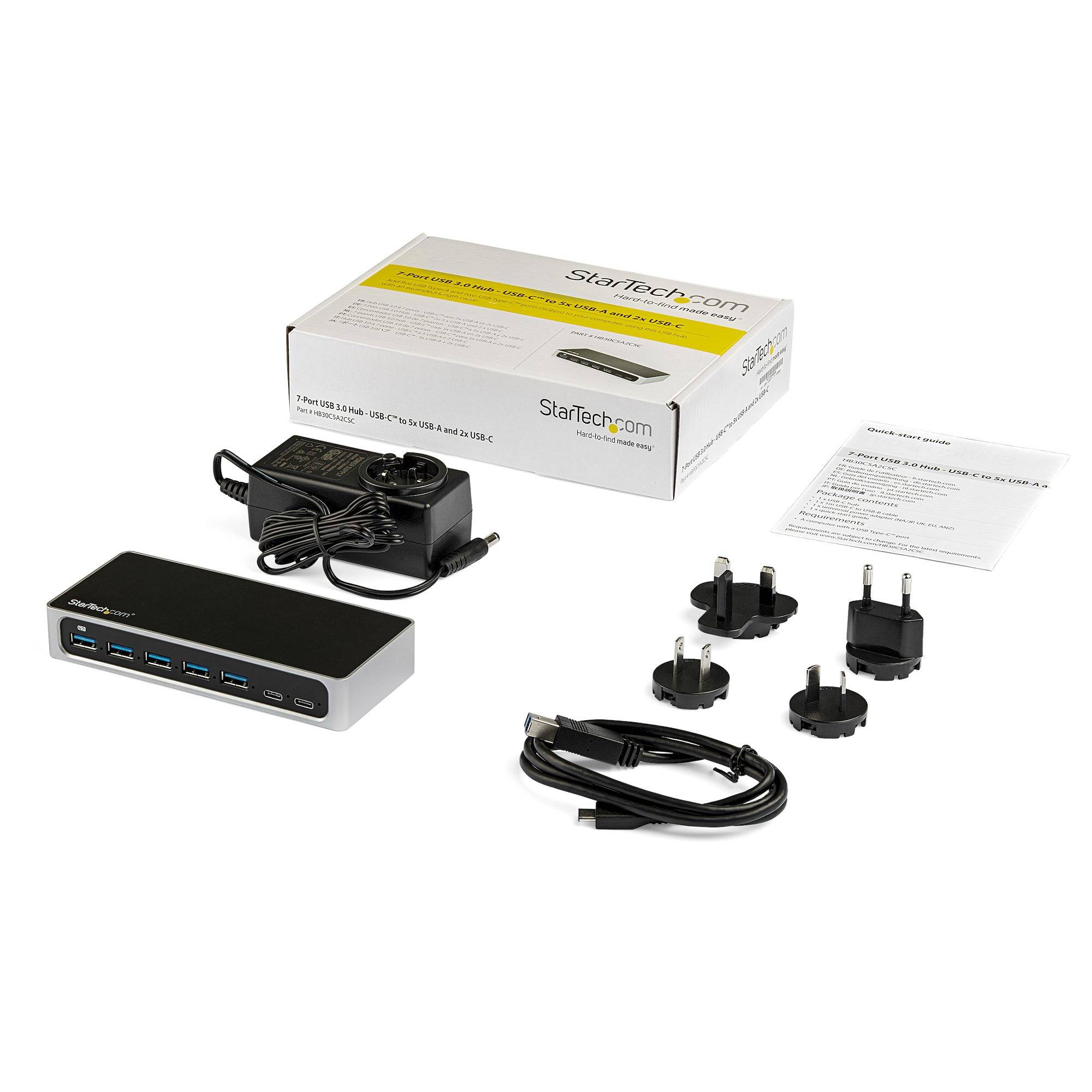 Rca Informatique - image du produit : 7PORT USB C HUB - USB-C TO 2X C + 5X A - USB 3.0 HUB