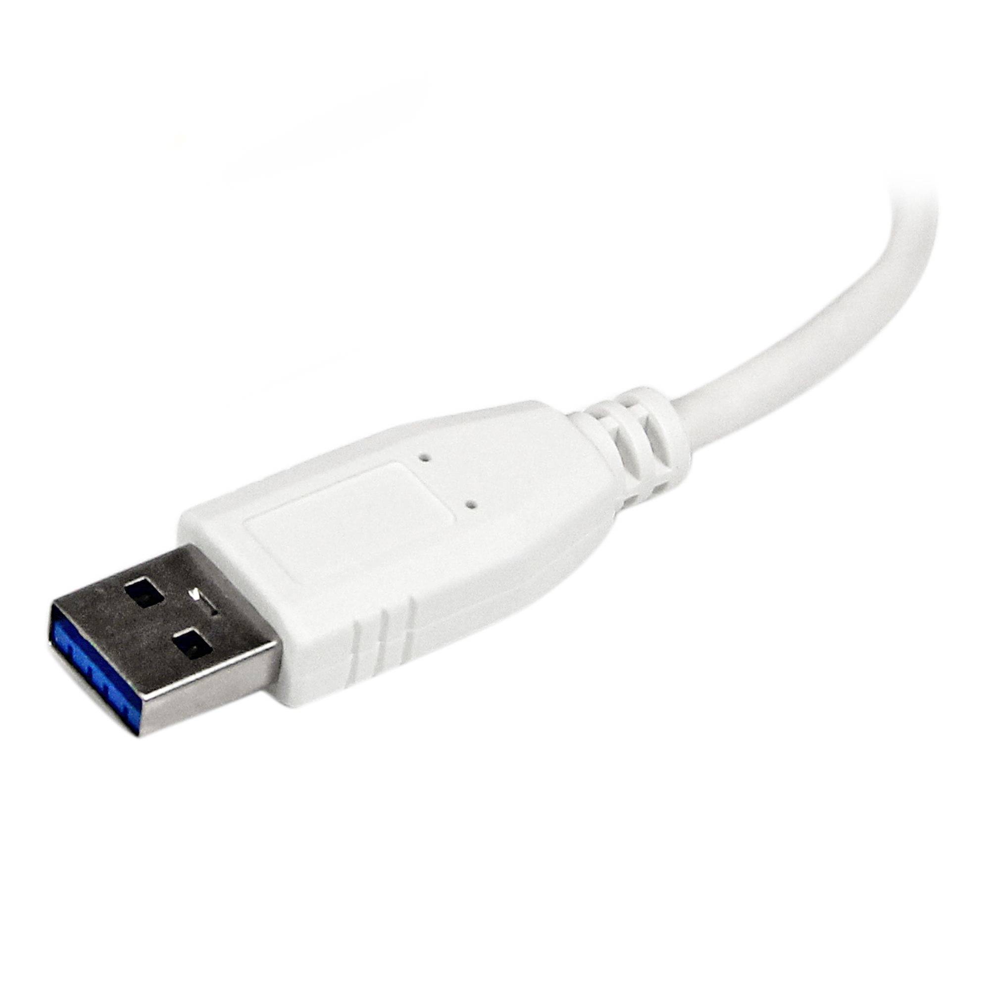 Rca Informatique - image du produit : WHITE 4PORT EXTERNAL USB 3 MINI HUB WITH BUILT-IN CABLE