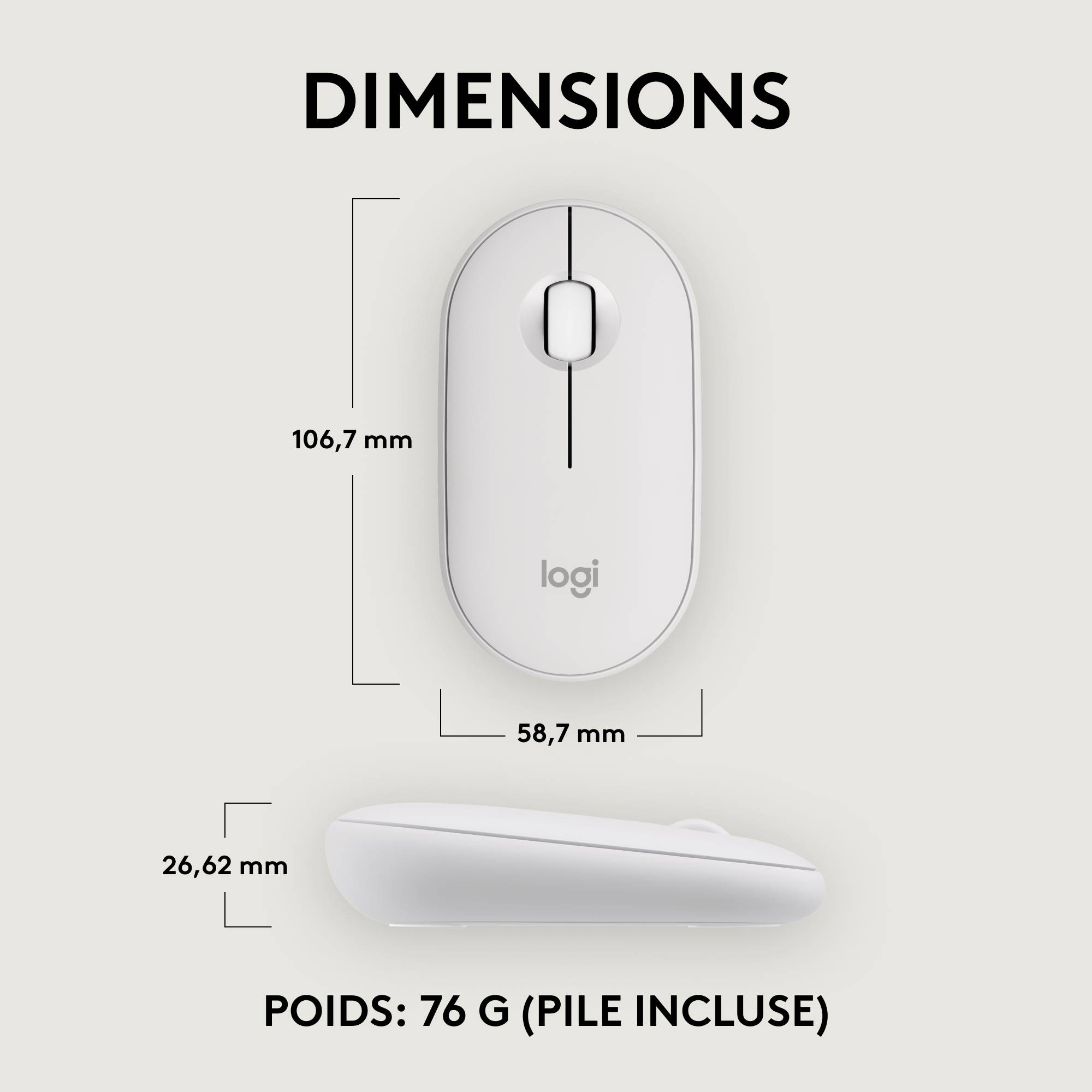 Rca Informatique - image du produit : PEBBLE MOUSE 2 M350S WHITE TONAL BT N/A EMEA-808 DONGLELESS