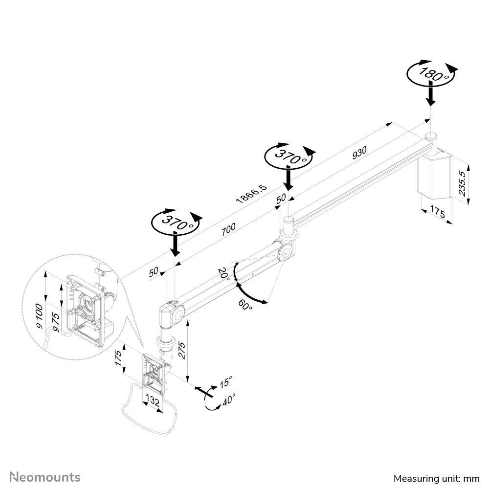 Rca Informatique - image du produit : MEDICAL WALL MOUNT 10-24IN GAS MAX 6KG.VESA75X75TO100X100MM