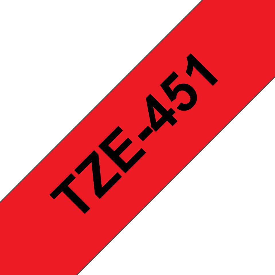 Rca Informatique - image du produit : TZE-451 LAMINATED TAPE 24MM 8M NOIR/ROUGE