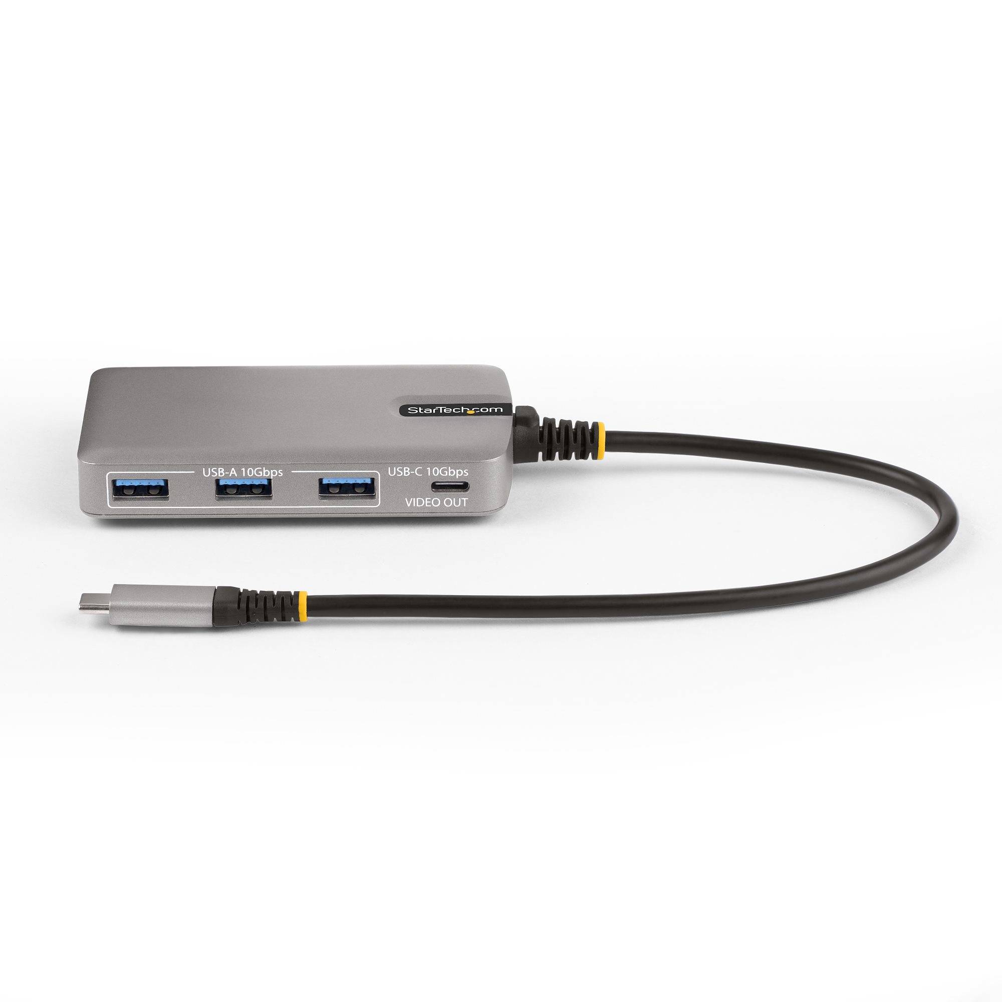 Rca Informatique - image du produit : 4-PORT USB-C HUB W/USB-C VIDEO - 3X USB-A/1X USB-C FOR LAPTOPS