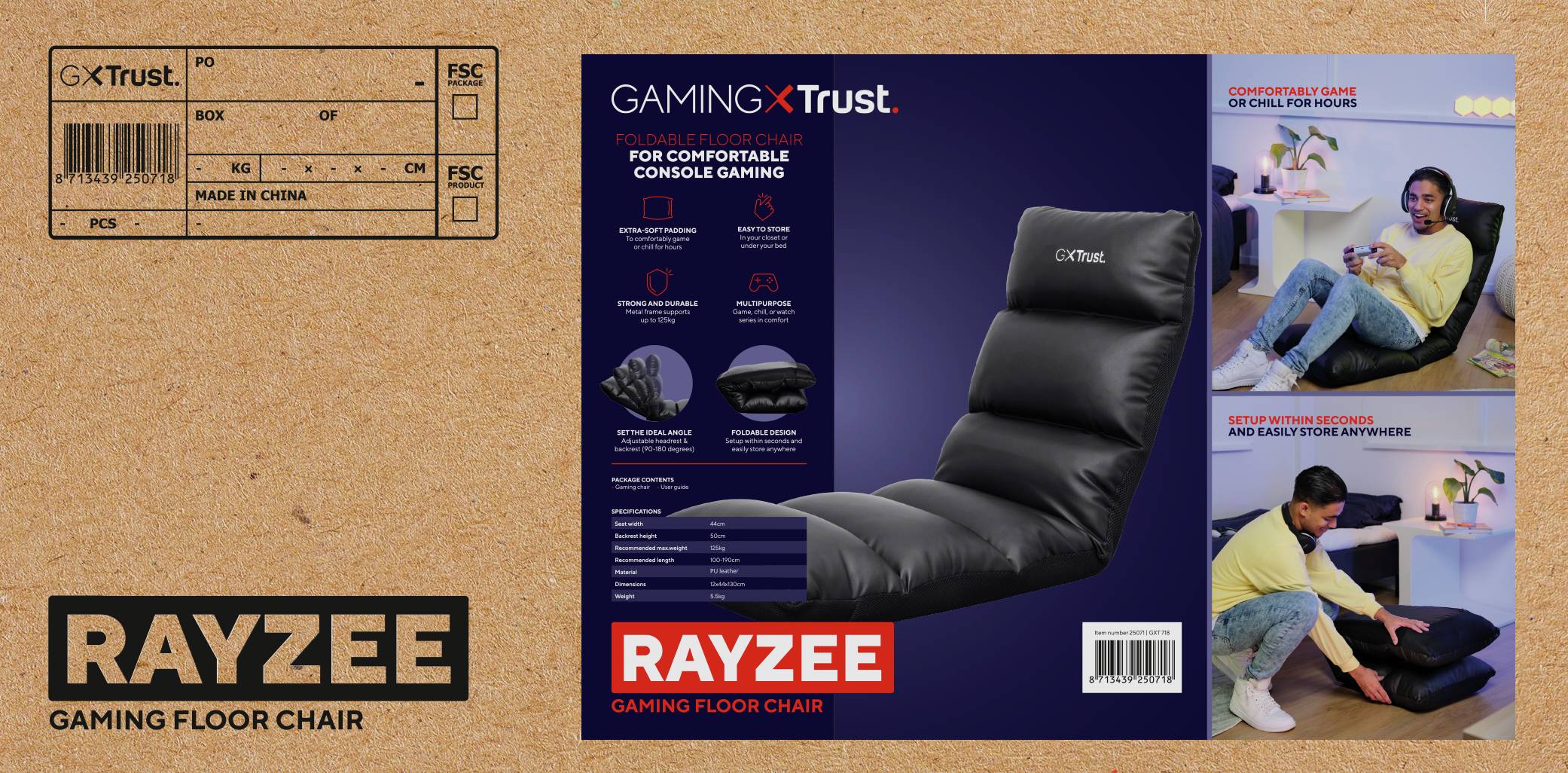 Rca Informatique - image du produit : GXT718 RAYZEE GAMING FLOOR CHAIR