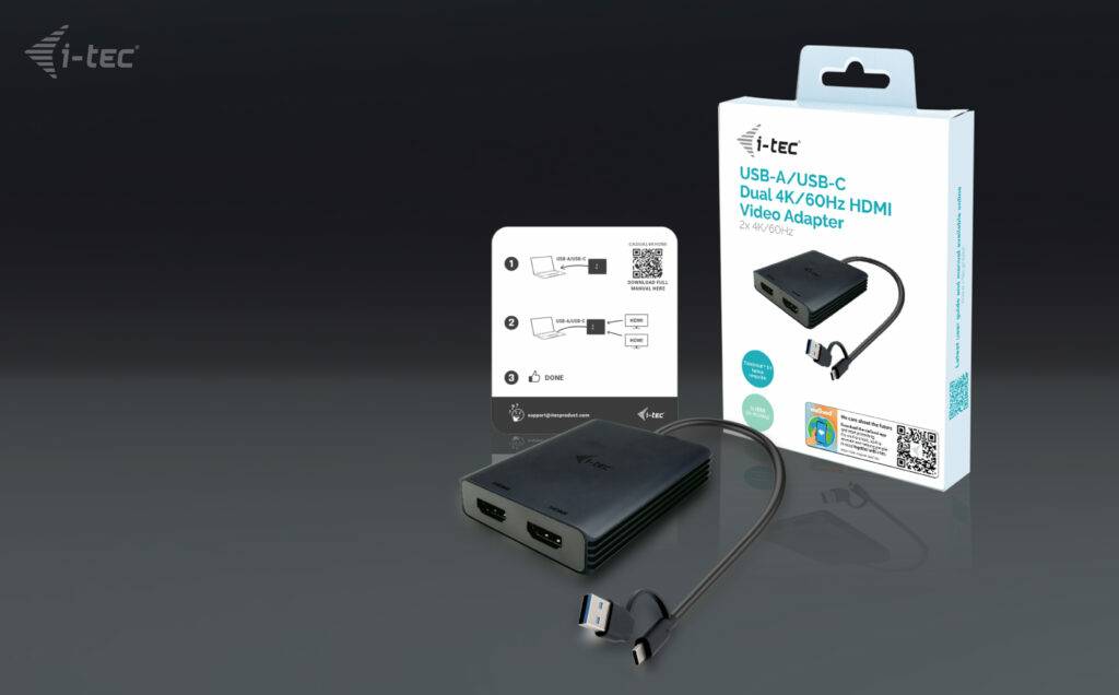 Rca Informatique - image du produit : I-TEC USB-A/C 2X HDMI ADAPTER DUAL 4K HDMI VIDEO ADAPTER