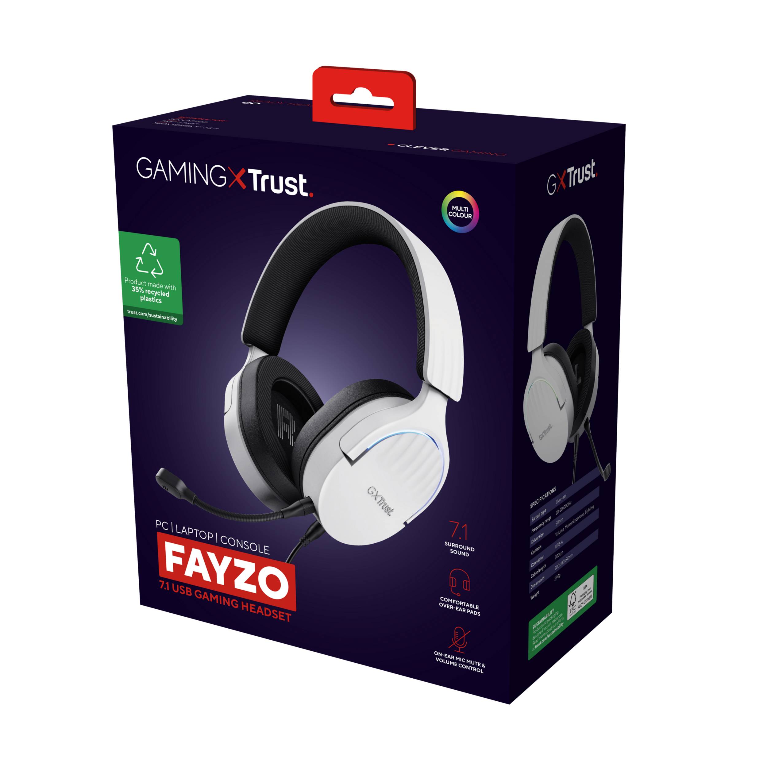 Rca Informatique - image du produit : GXT490W FAYZO 7.1 USB HEADSET WHT