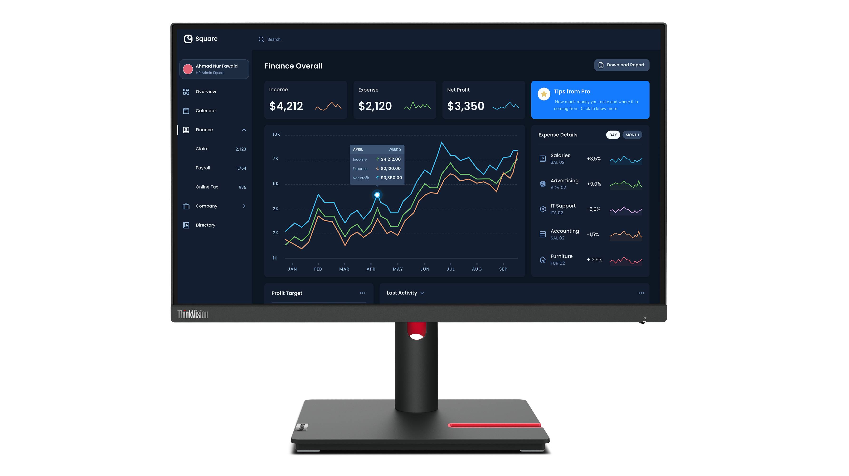 Rca Informatique - image du produit : T22I-30/IPS/21.5/16:9/FHD/25MNT 6MS/VGAHDMI 1.4 DP1.2 THINKRED