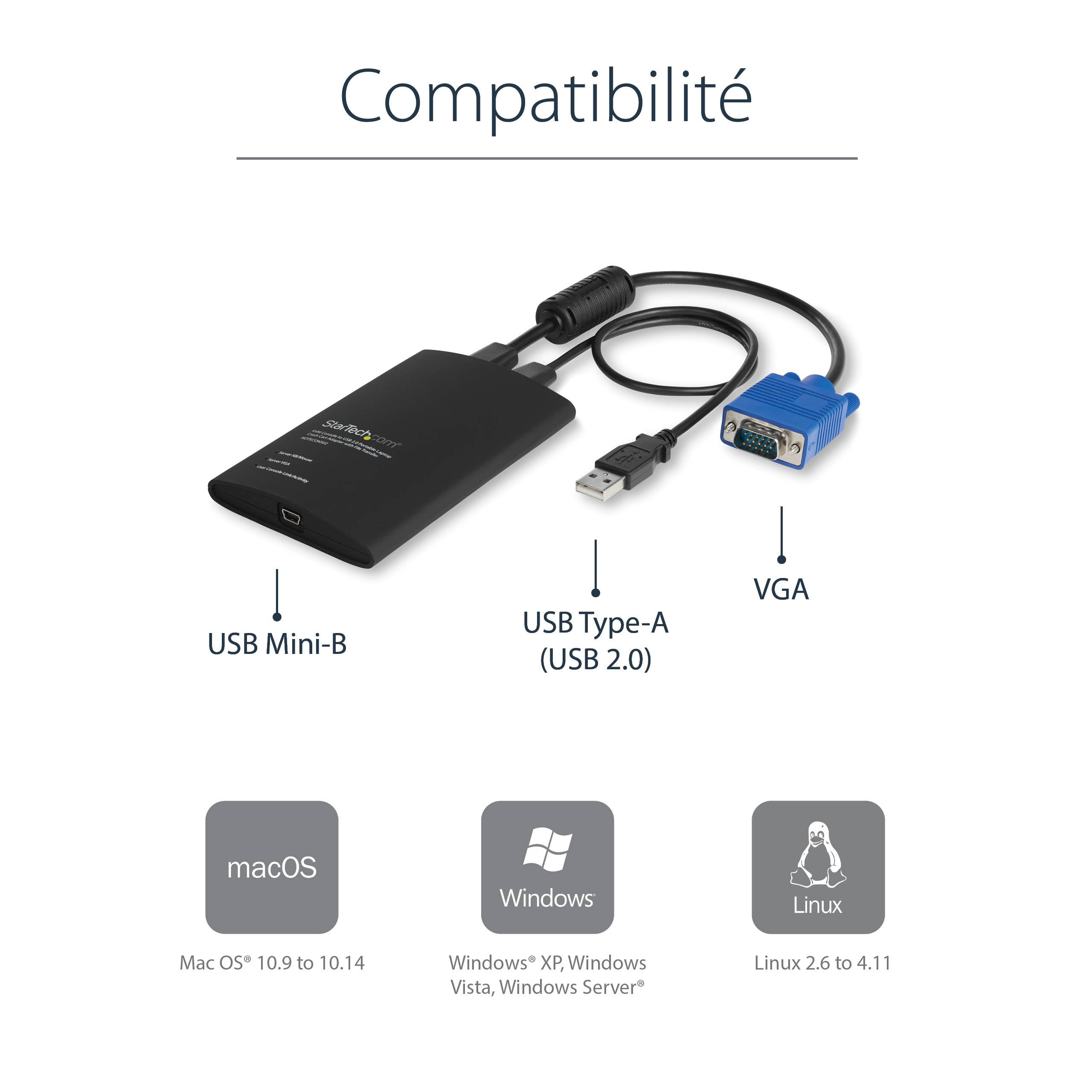 Rca Informatique - image du produit : PORTABLE KVM CONSOLE - VGA USB CRASH CART ADAPTER