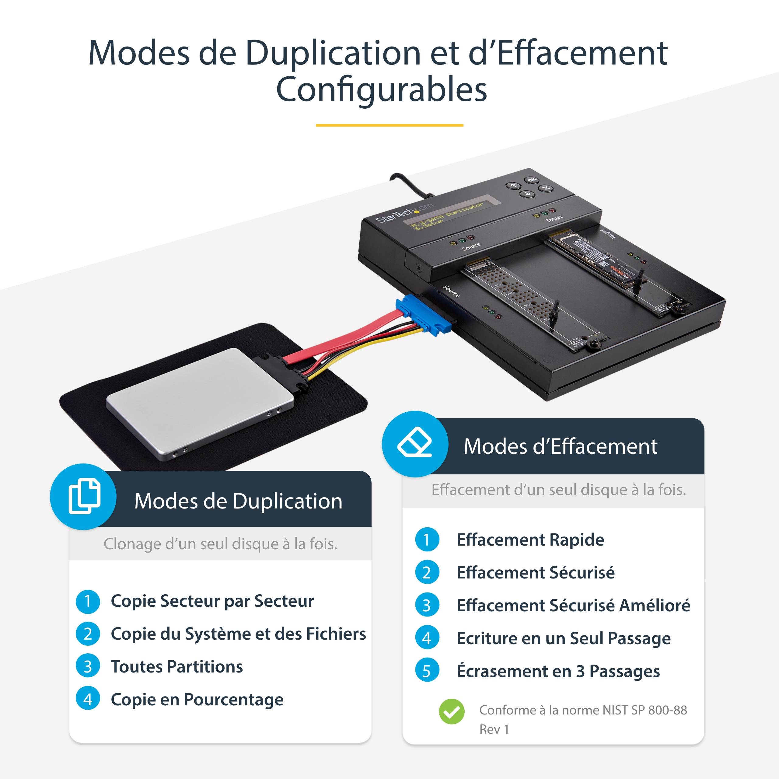 Rca Informatique - image du produit : DUPLICATEUR/NETTOYEUR DISQUES M.2 SATA AND M.2 NVME EXTERNE