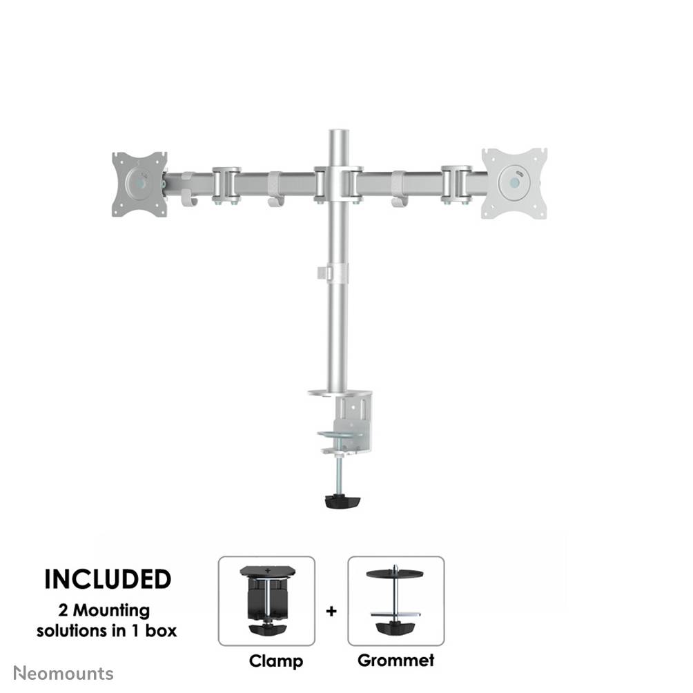 Rca Informatique - image du produit : DESK MOUNT DUAL 10-27IN SILVER CLMP/GRM.MAX16KG.75X75TO100X100M