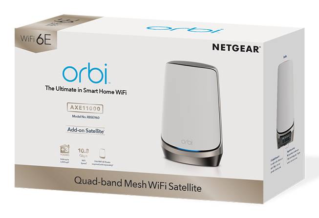 Rca Informatique - image du produit : ORBI QUAD-BAND MESH WIFI 6E ADDON SATELLITE AXE11000 RBSE960