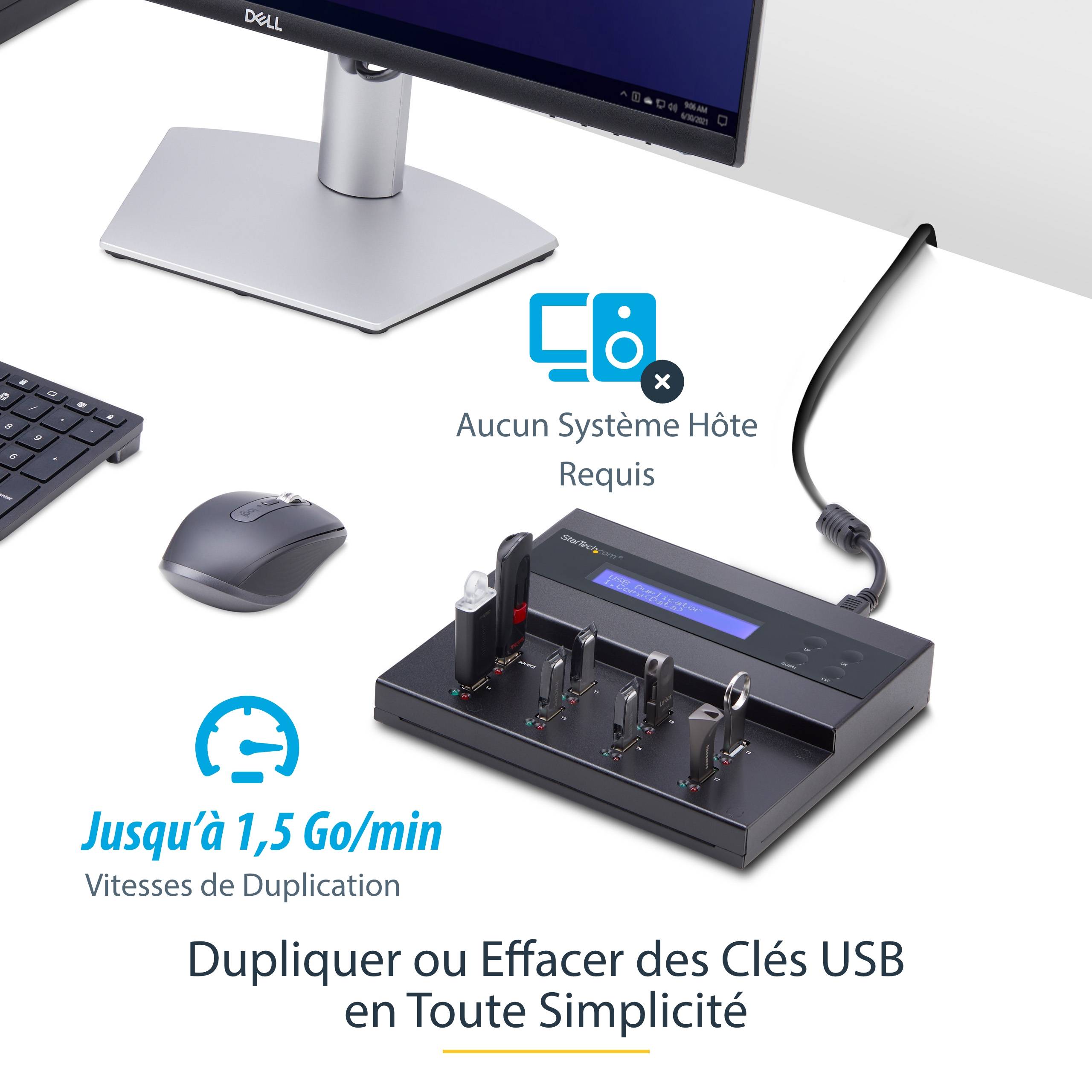 Rca Informatique - image du produit : 1:7 STANDALONE USB DUPLICATOR / ERASER -FLASH DRIVES