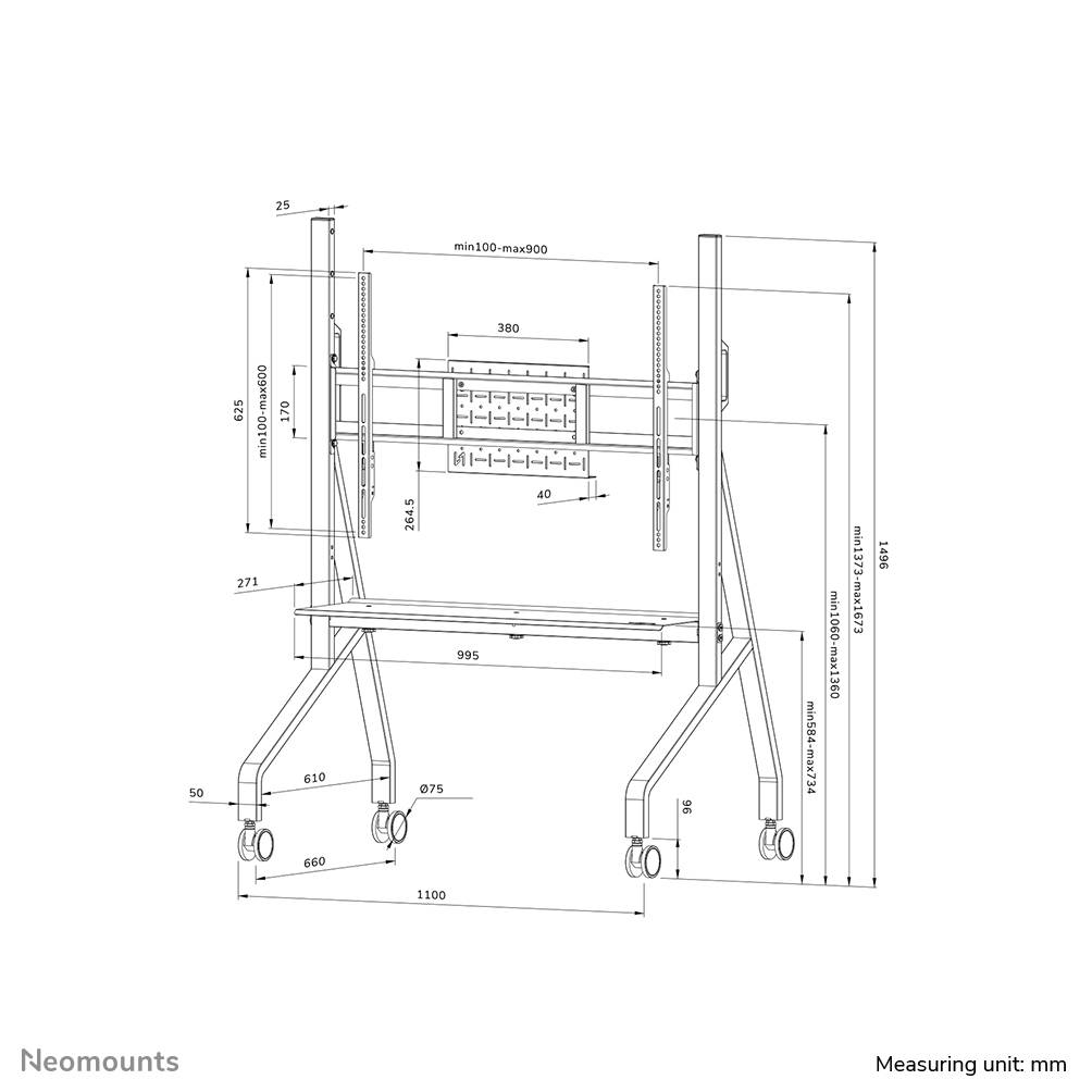 Rca Informatique - image du produit : FL50-525WH1 MOBILE FLOOR STAND FOR 55-86IN SCREENS - WHITE