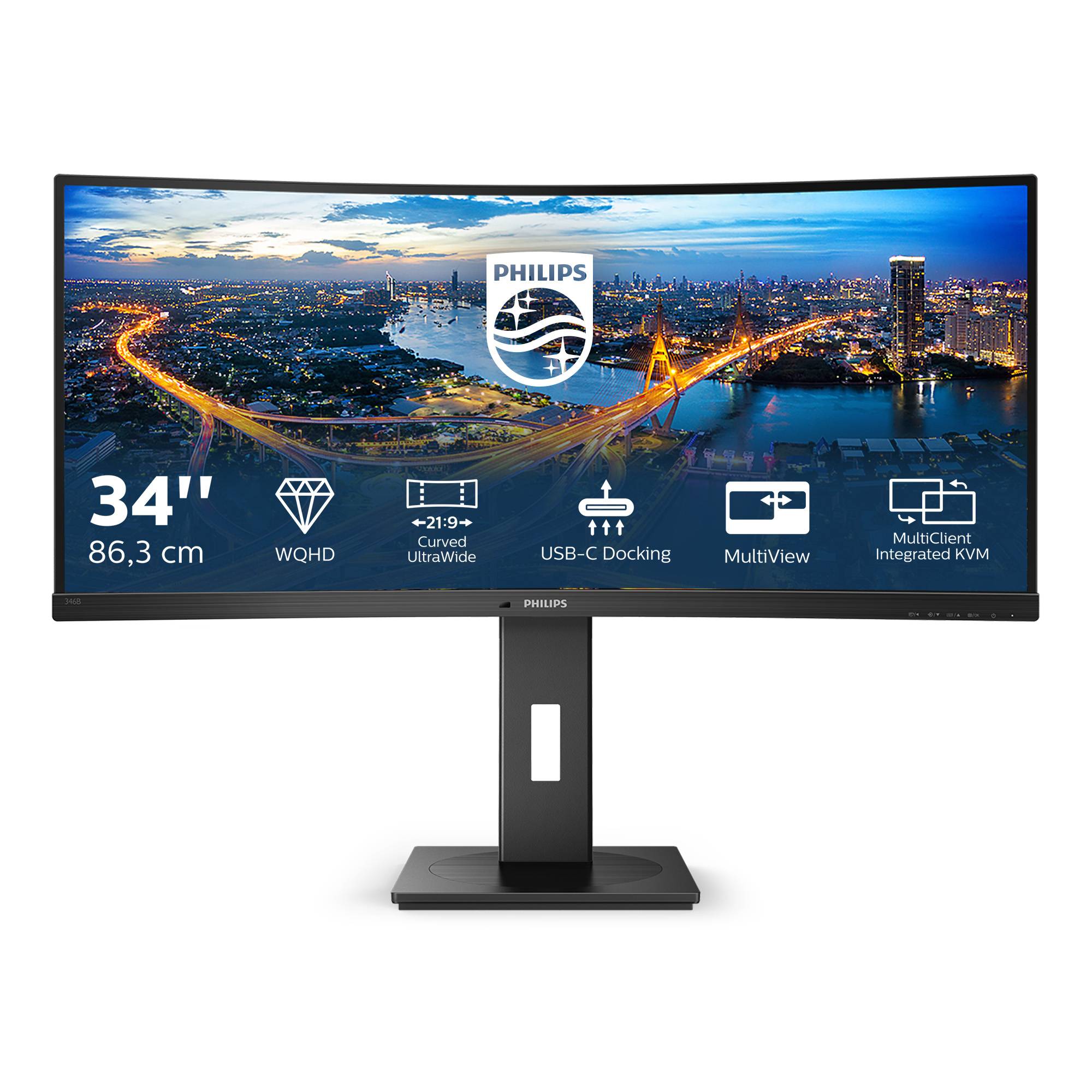 Rca Informatique - image du produit : 346B1C/00 CURV 34IN VA WQHD 300CD/4MS/HDMI/DP/USB-C/HAS