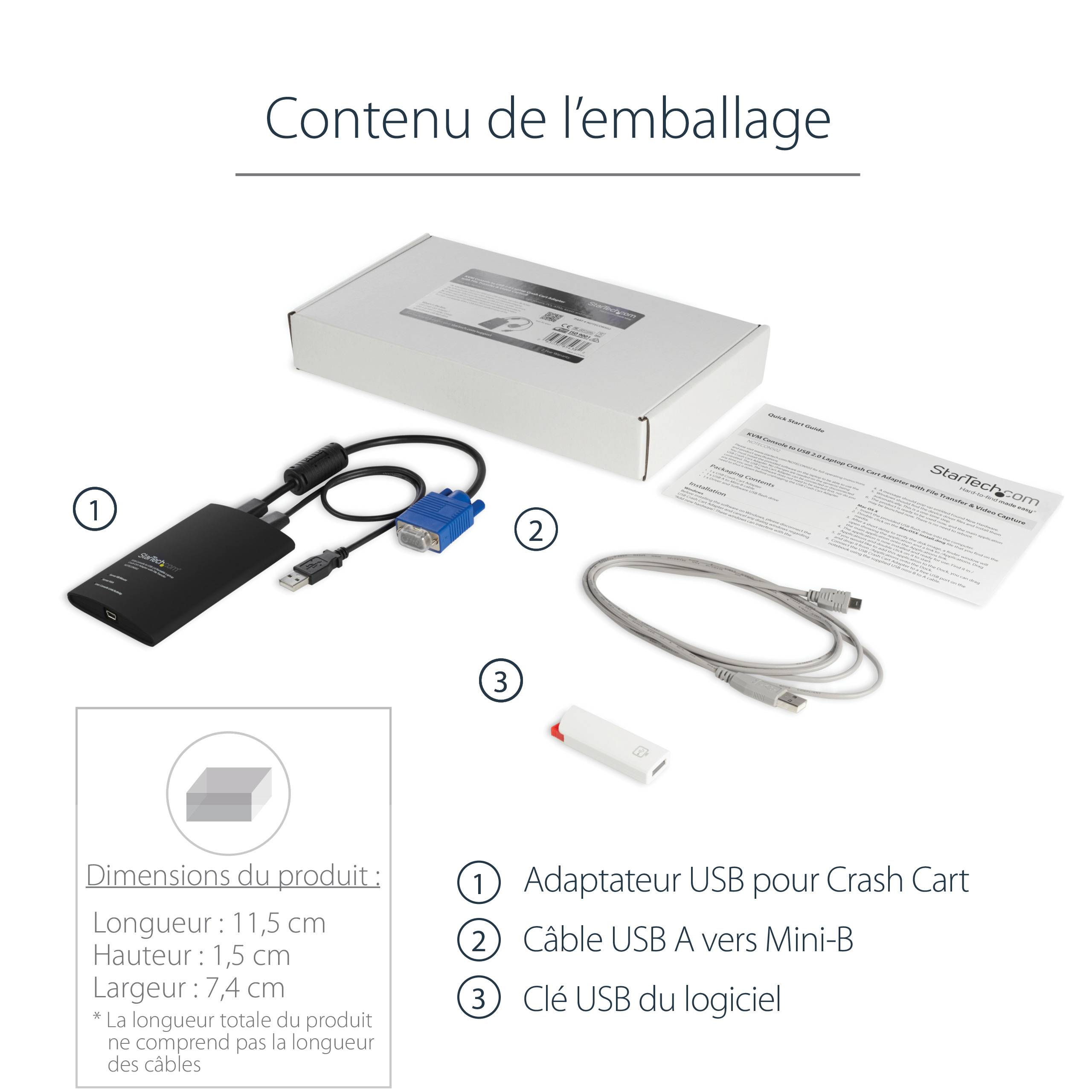 Rca Informatique - image du produit : PORTABLE KVM CONSOLE - VGA USB CRASH CART ADAPTER