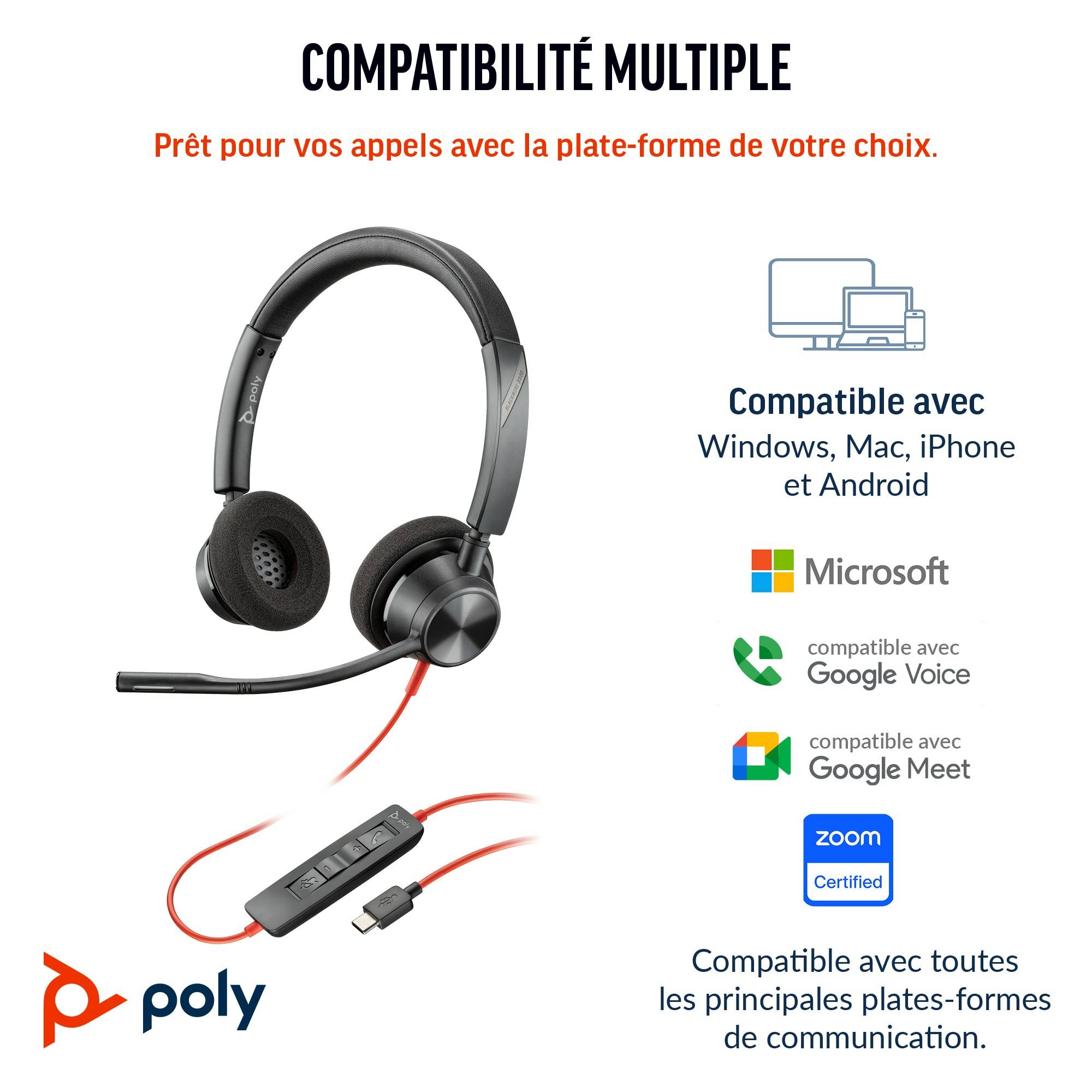 Rca Informatique - image du produit : POLY BW 3320 STEREO -M USB-C HS +USB-C/A