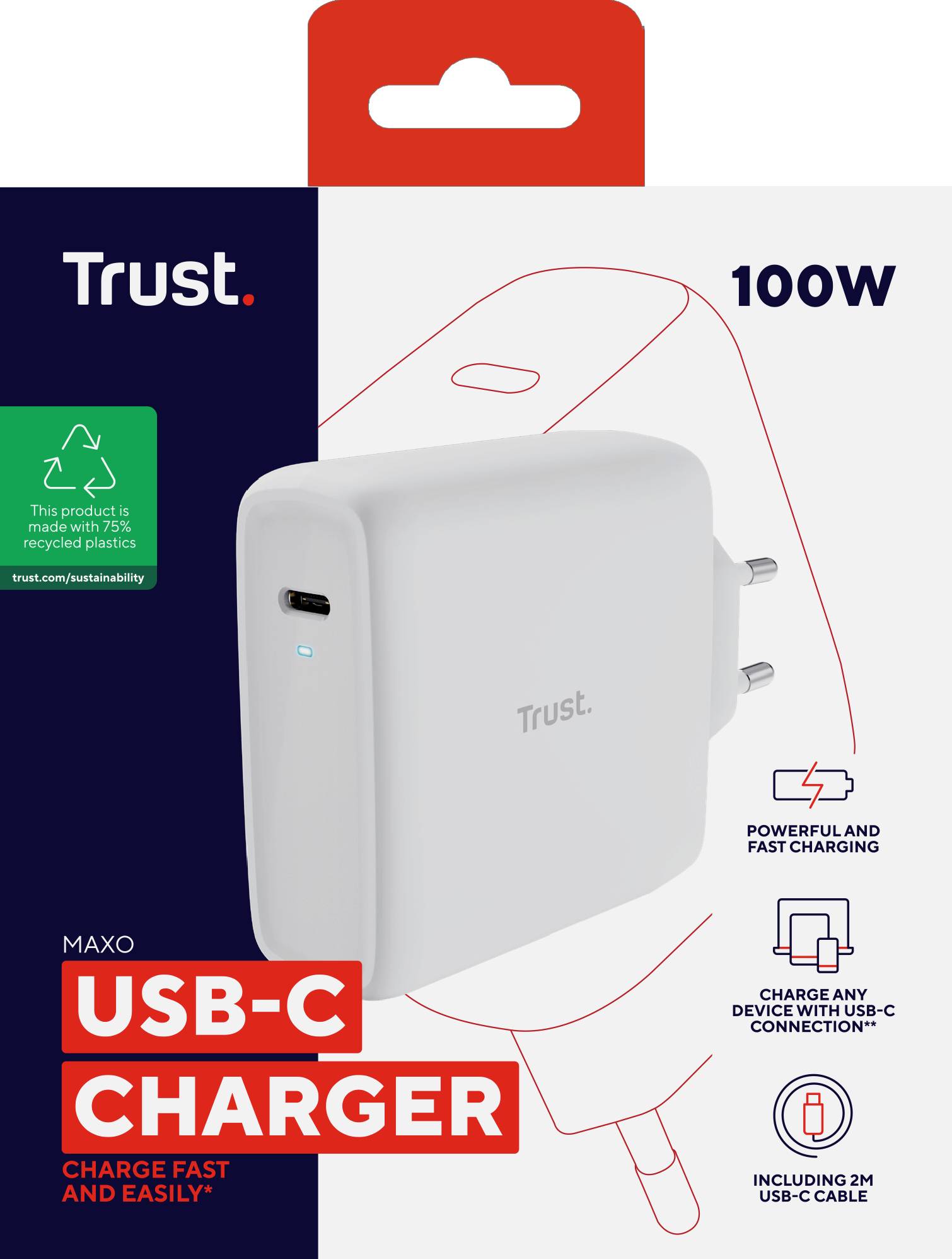 Rca Informatique - image du produit : MAXO 100W USB-C CHARGER WHT