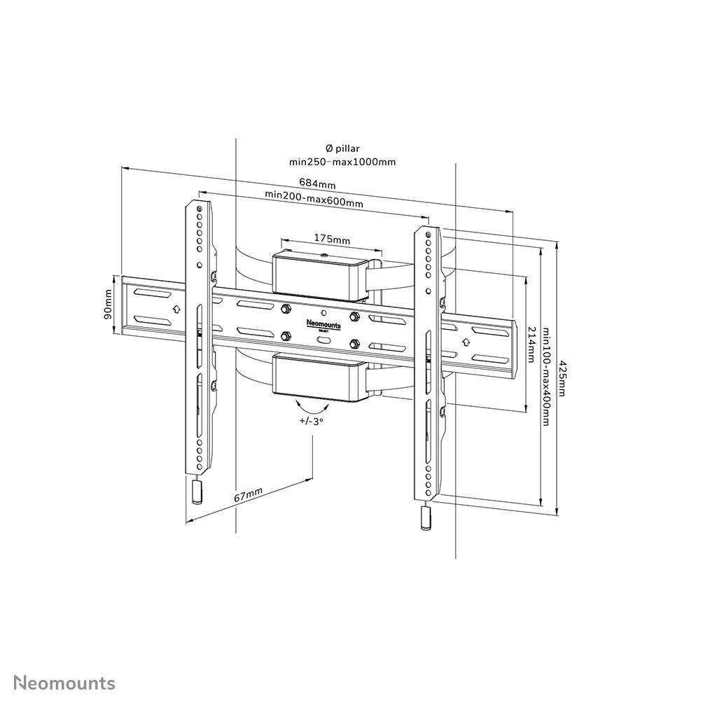 Rca Informatique - image du produit : NEOMOUNTS SELECT SCREEN PILLAR MOUNT (FIXED VESA 600X400) BLACK