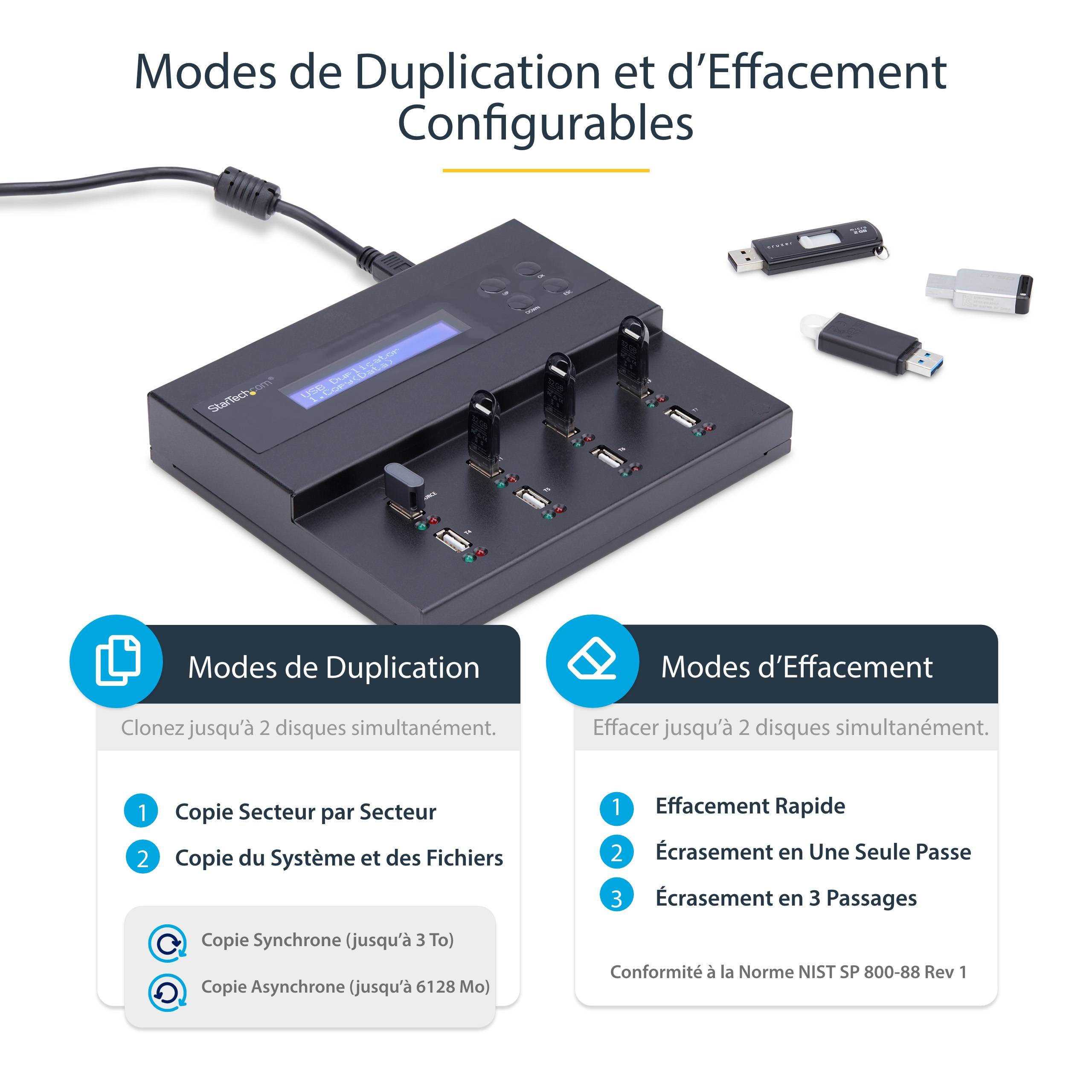 Rca Informatique - image du produit : 1:7 STANDALONE USB DUPLICATOR / ERASER -FLASH DRIVES