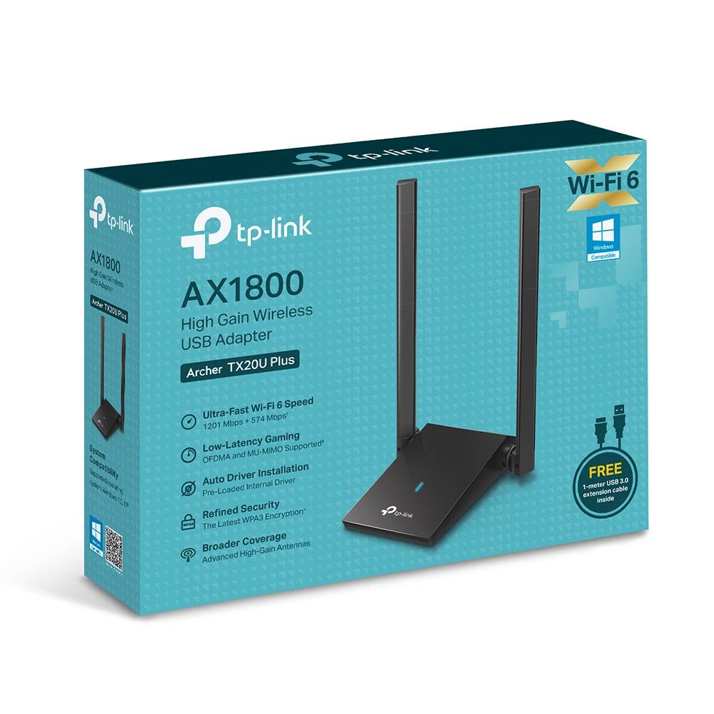 Rca Informatique - image du produit : AX1800 HIGH GAIN DUAL BAND WI-FI 6 USB ADAPTER