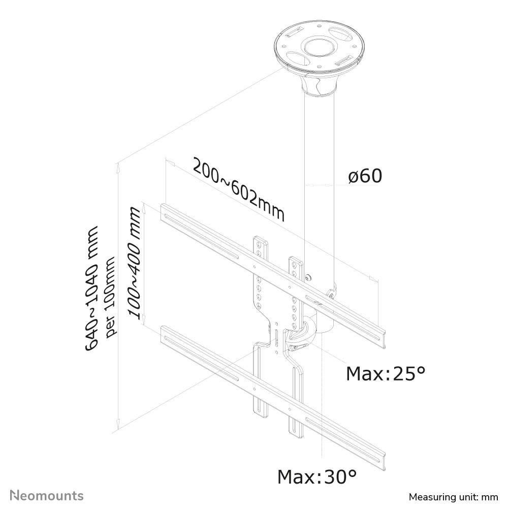 Rca Informatique - image du produit : CEILING MOUNT 32-60IN TILT/SWIV 1 POINT DE FLEXION. JUSQU 52IN