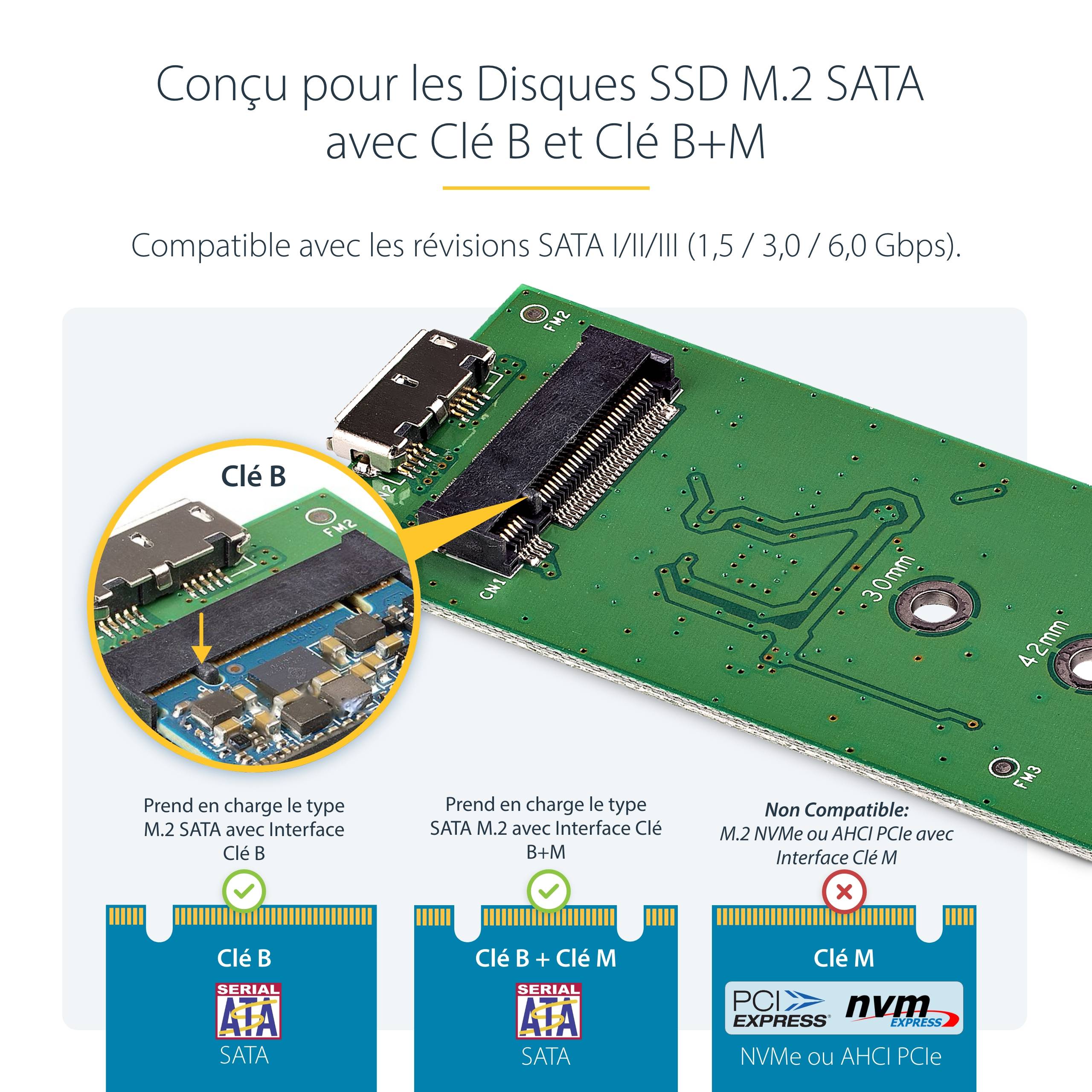 Rca Informatique - image du produit : BOITIER USB 3.0 POUR SSD SATA M.2 NGFF AVEC UASP