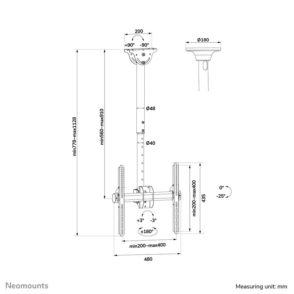 Rca Informatique - image du produit : FLAT SCREEN CEILING MOUNT 32 - 60IN BLACK