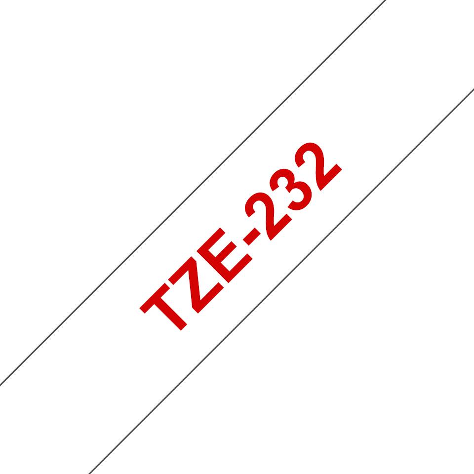 Rca Informatique - image du produit : TZE-232 LAMINATED TAPE 12MM 8M ROUGE/BLANC