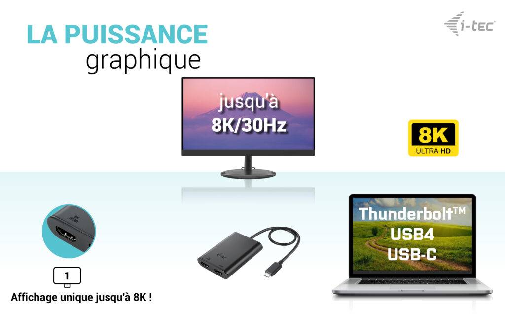 Rca Informatique - image du produit : USB-C DUAL 4K/60HZ (SINGLE 8K/30HZ) HDMI VIDEO ADAPTER