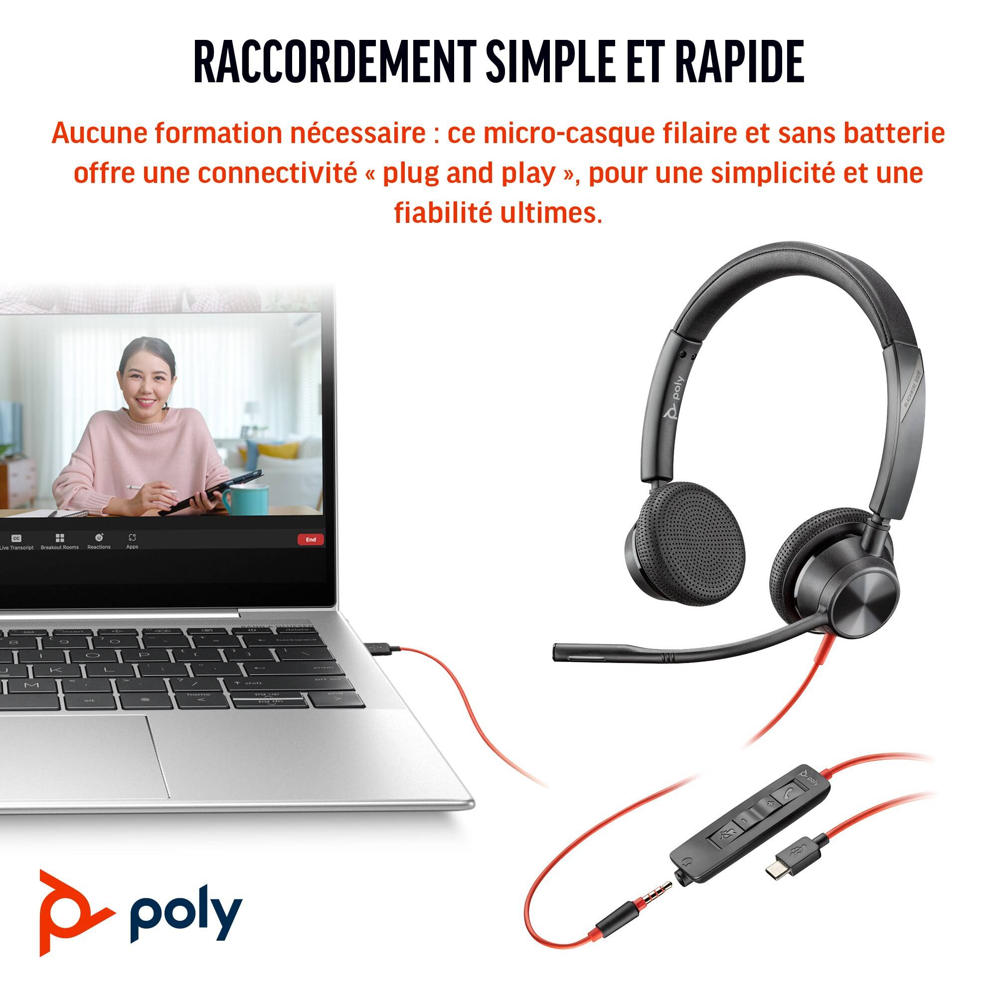 Rca Informatique - image du produit : POLY BW 3325 USB-C HS +3.5MMP +USB-C/A