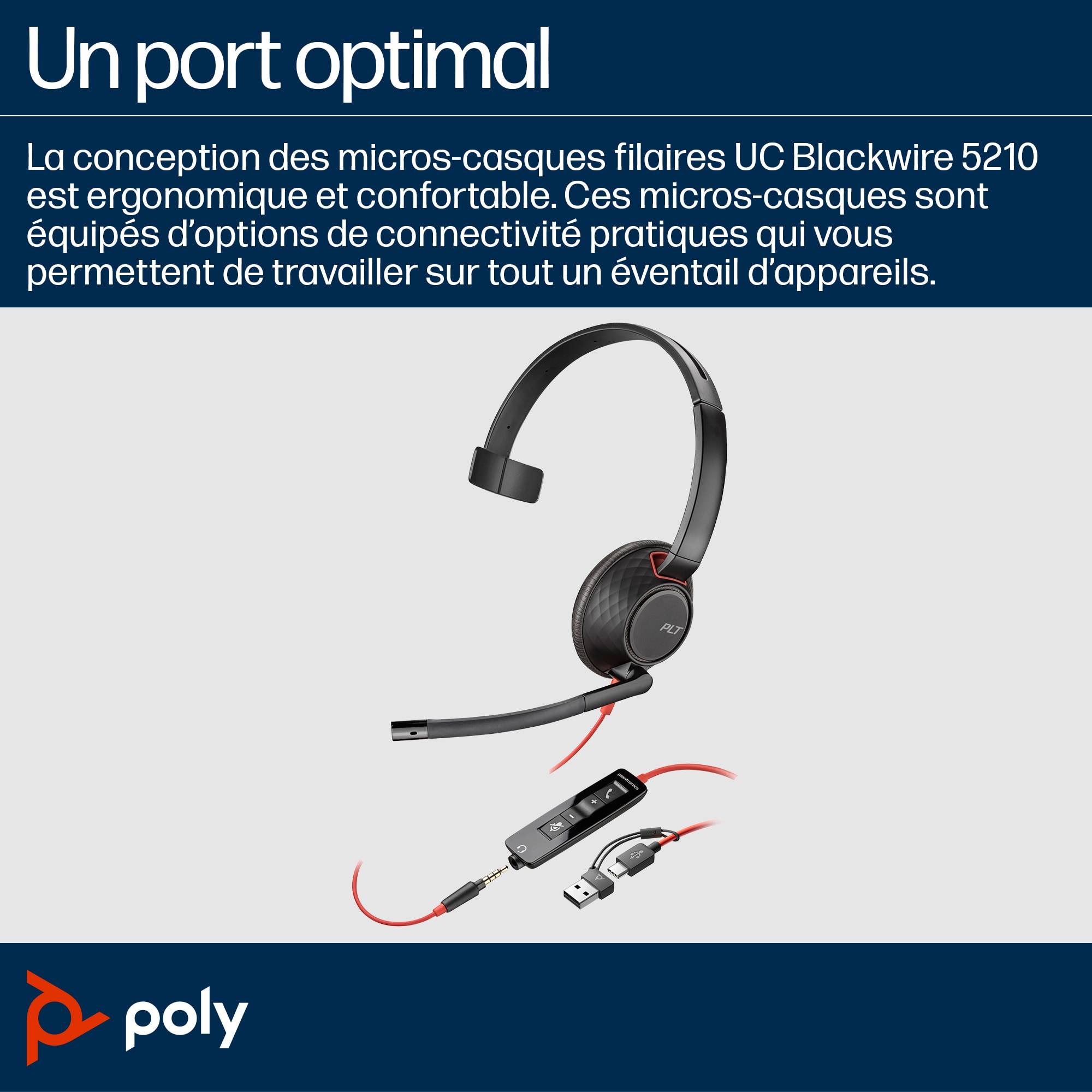 Rca Informatique - image du produit : POLY BW 5210 USB-C HS +3.5MMP +USB-C/A